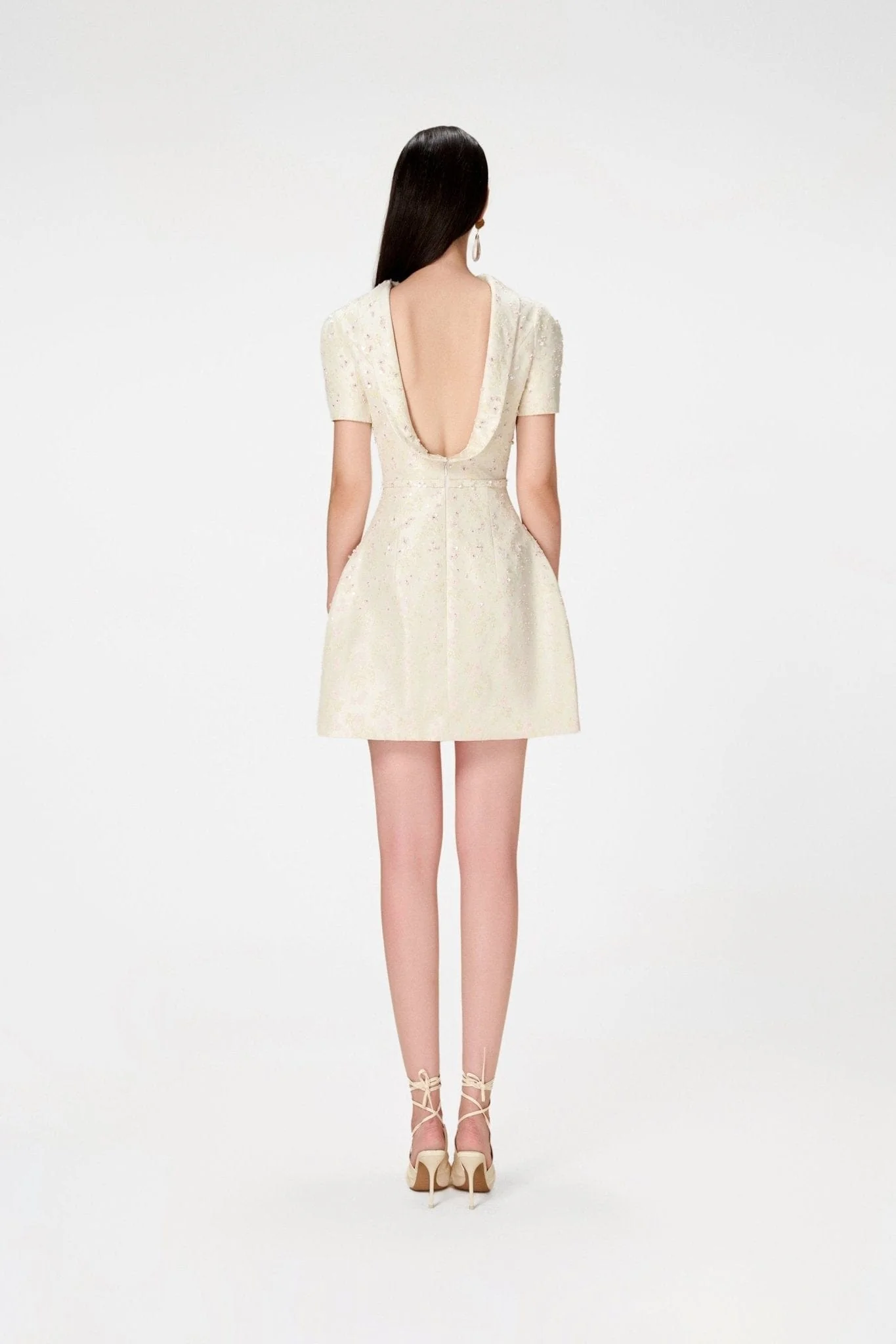 Beaded Brocade Cowl Neck Dress - Image 4