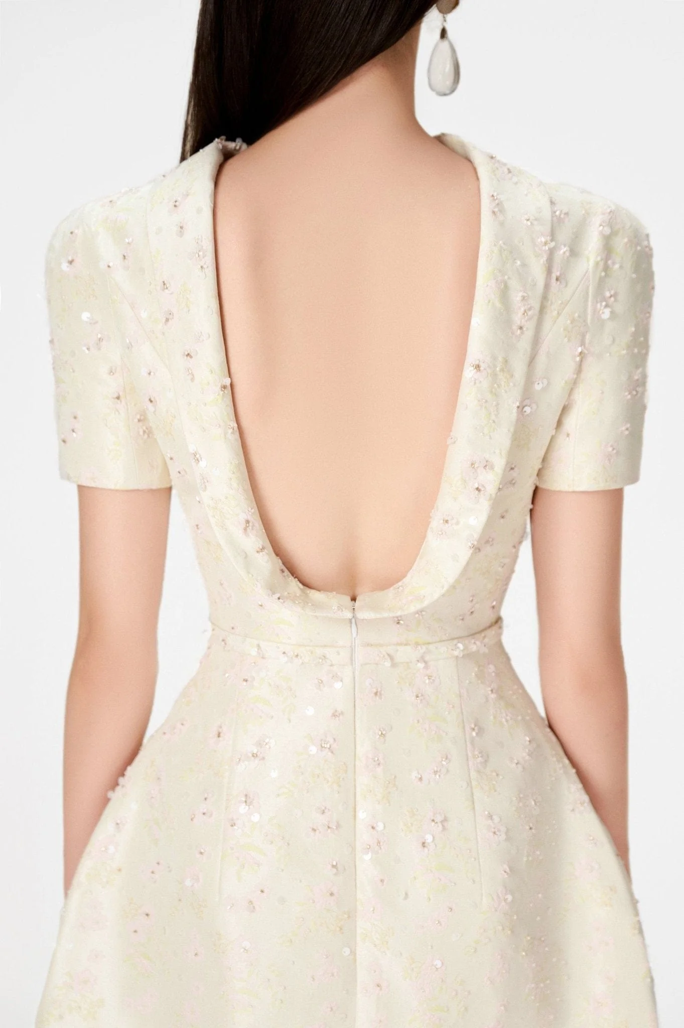 Beaded Brocade Cowl Neck Dress - Image 5