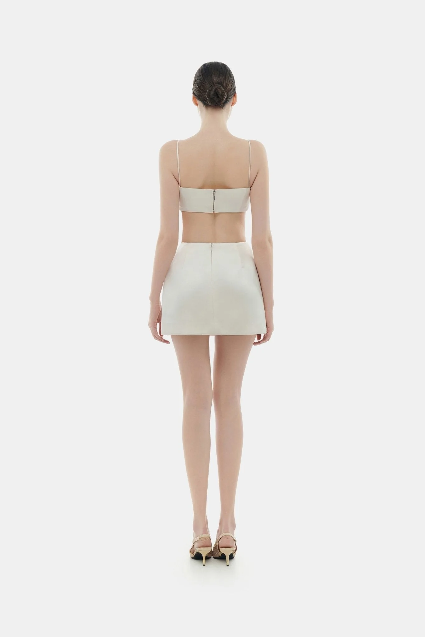 Beige Crystal Beaded Silk Bandeau - Image 4