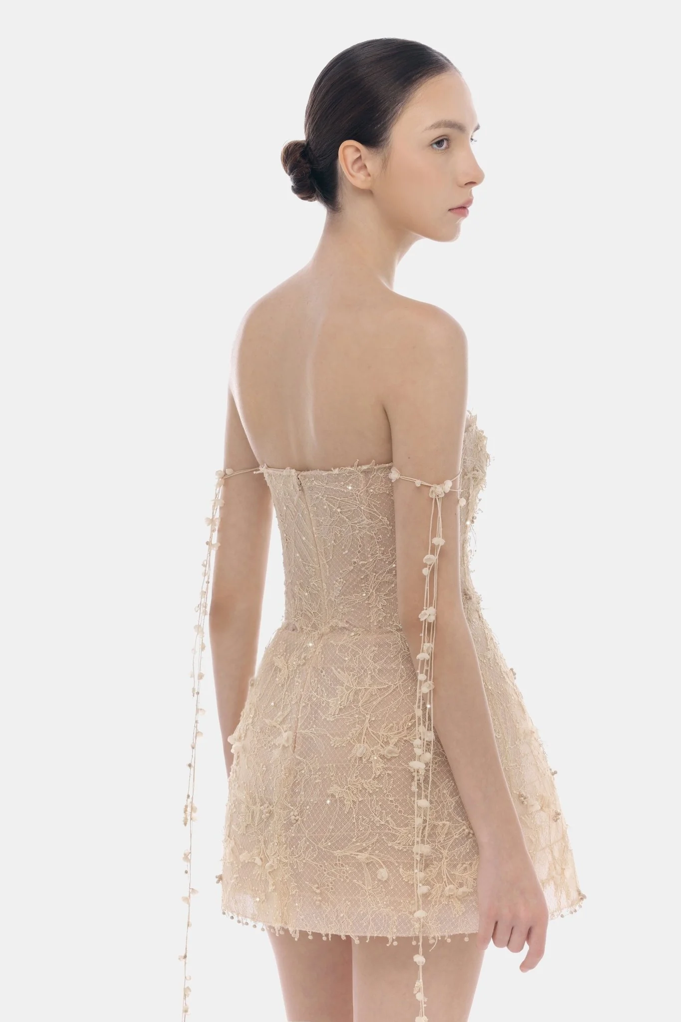 Beige Floral String Mini Dress - Image 5