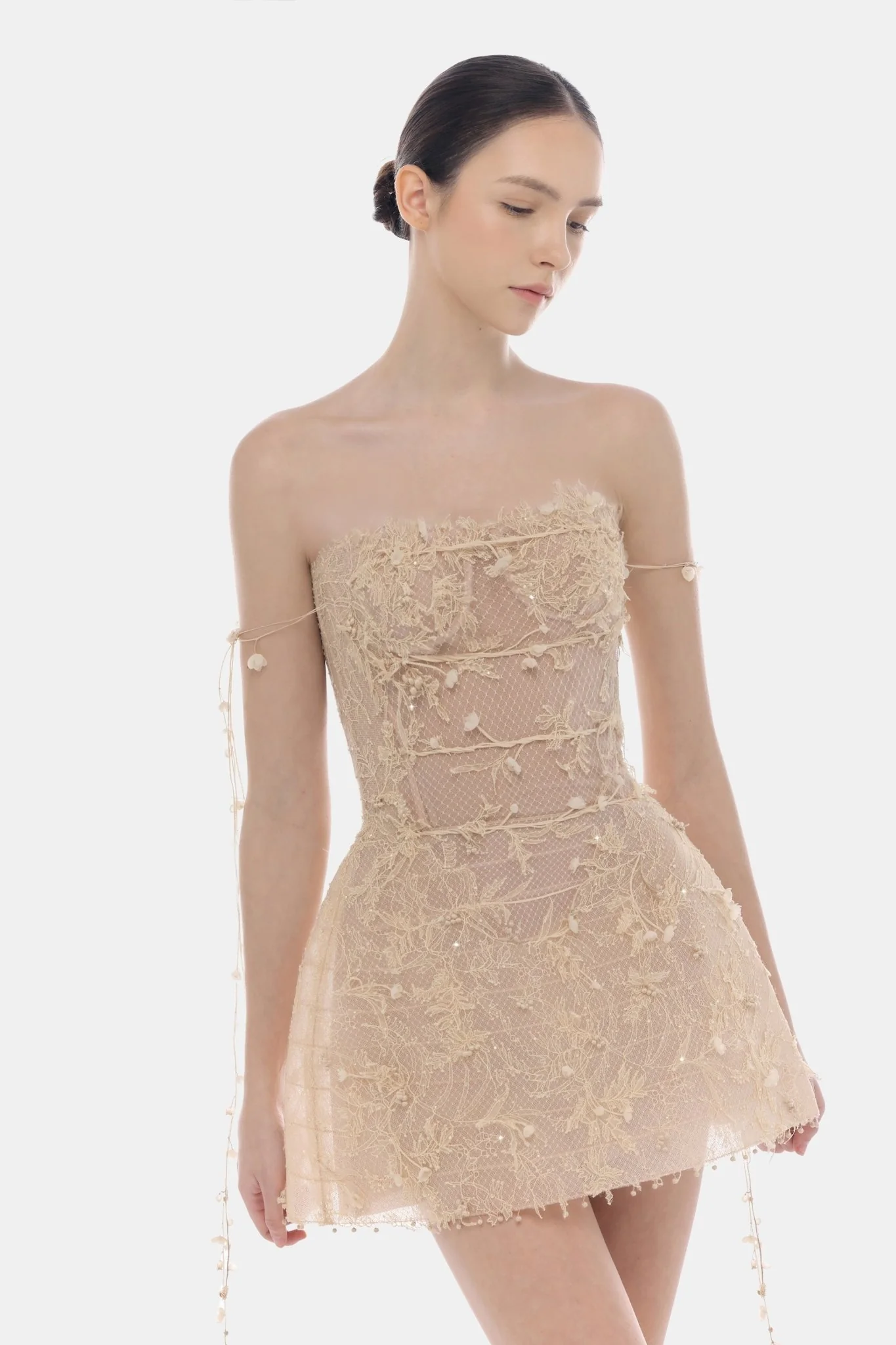 Beige Floral String Mini Dress - Image 6