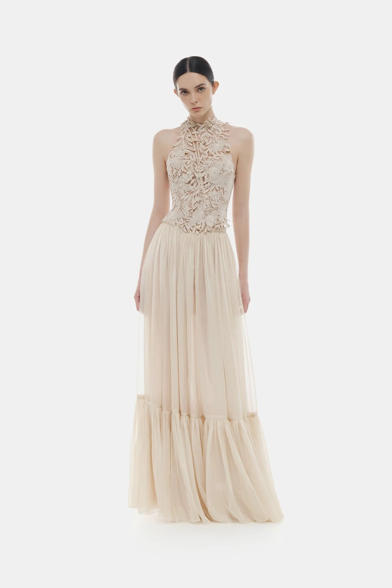 Beige Layered Maxi Skirt - Image 3