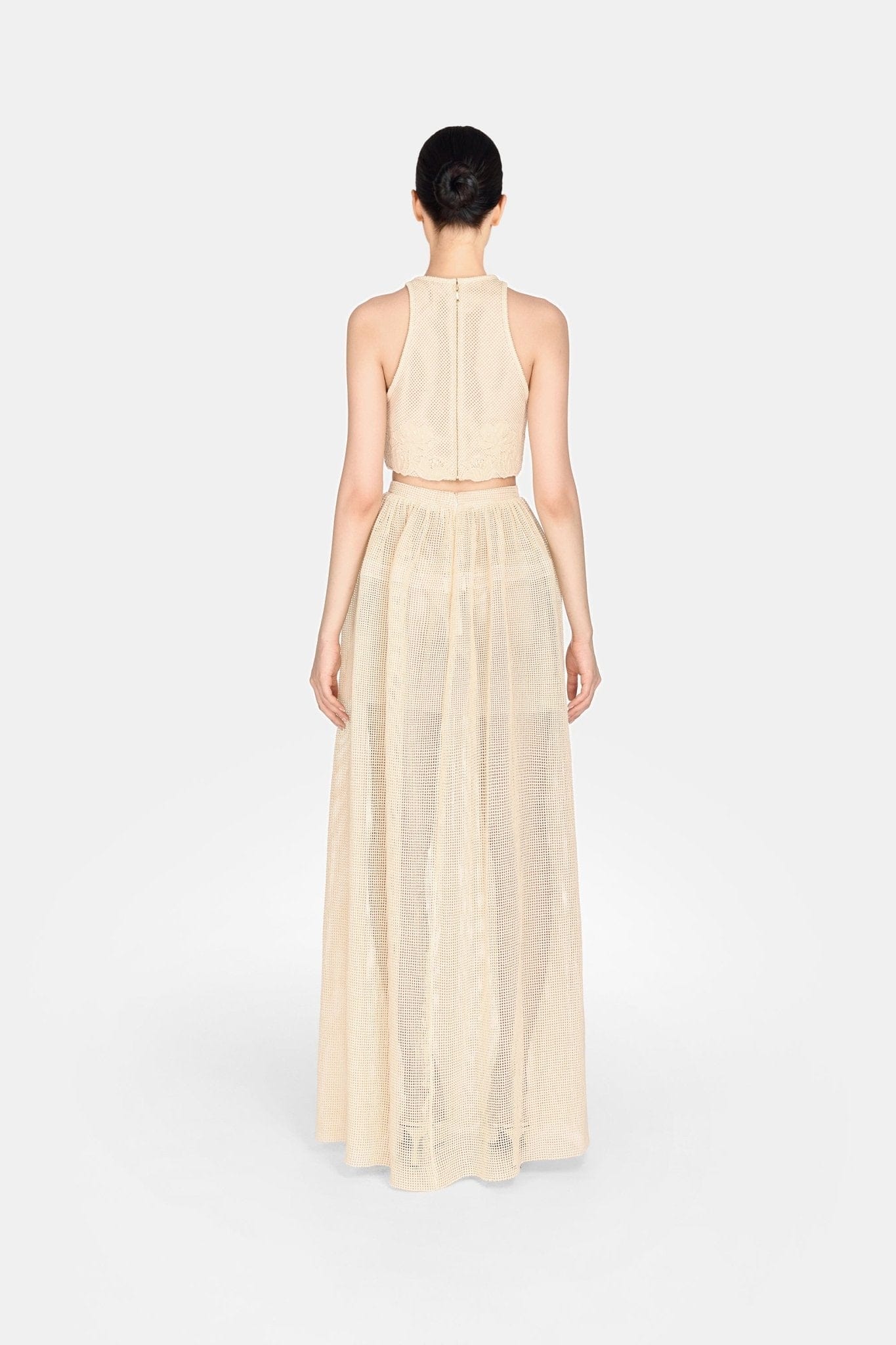 Beige Floral Sleeveless Croptop - Image 4