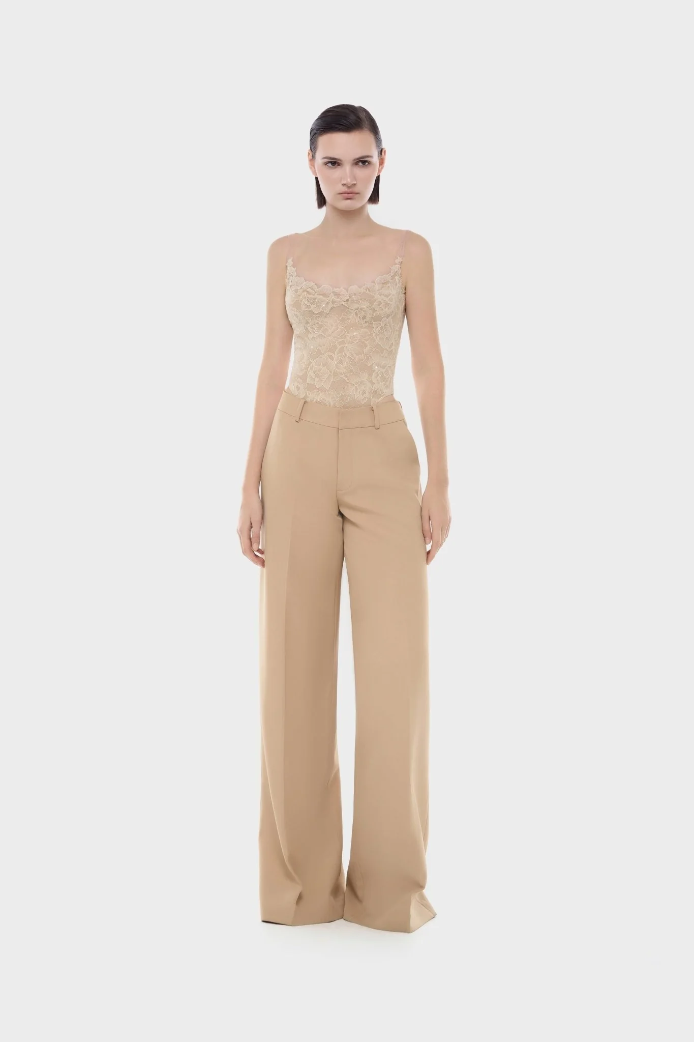 Beige Sheer Lace Top - Image 2