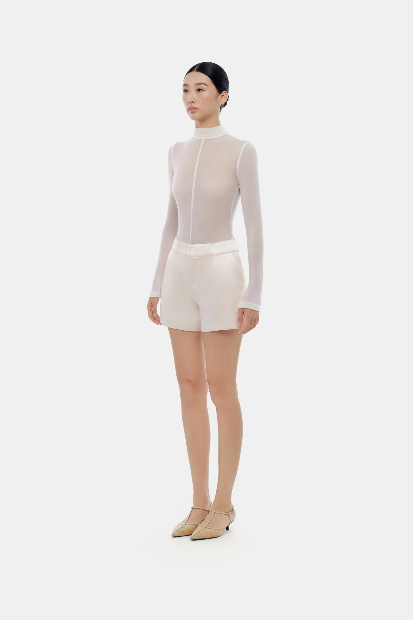 Beige Silk Shorts - Image 3