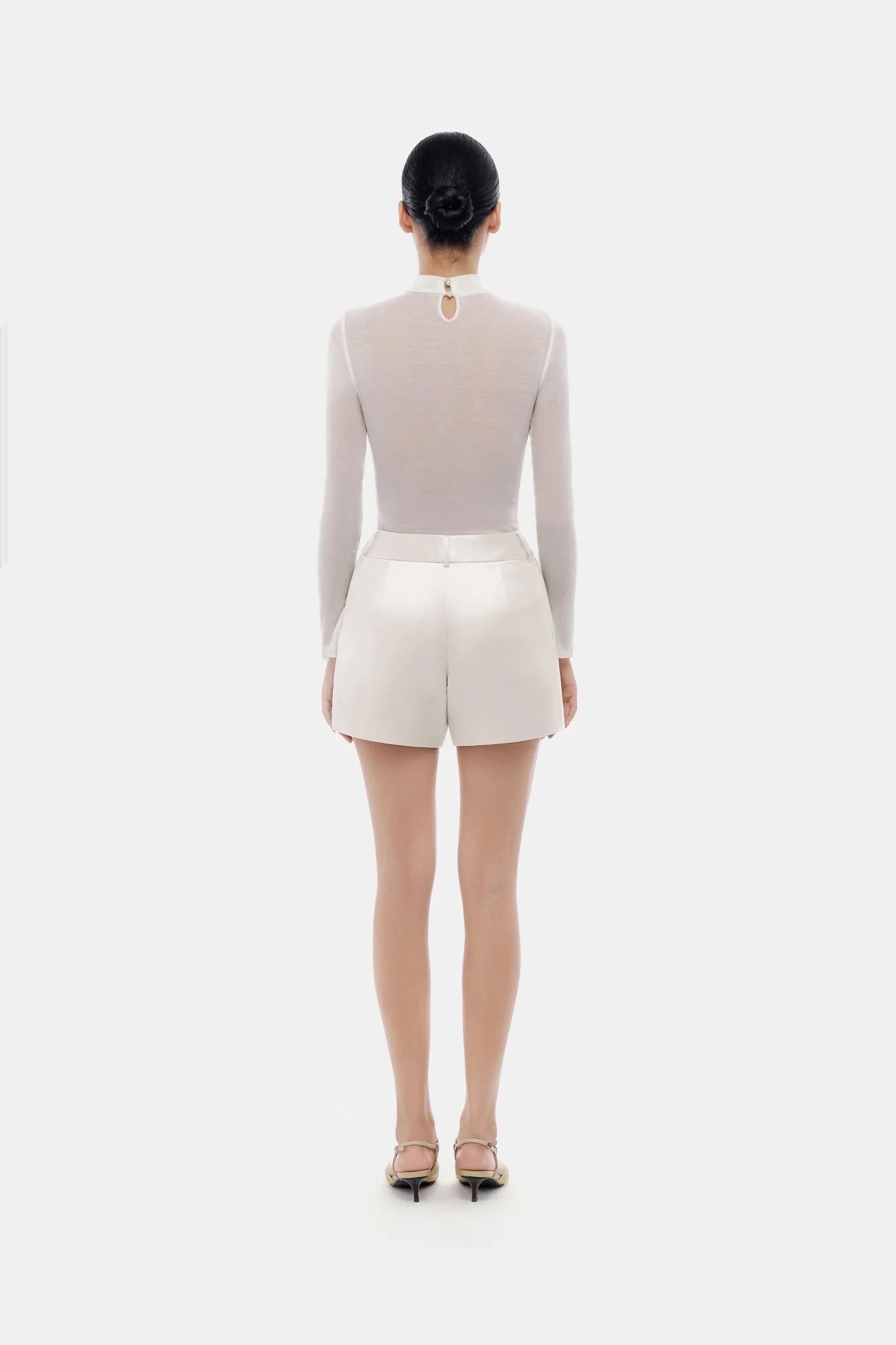 Beige Silk Shorts - Image 4