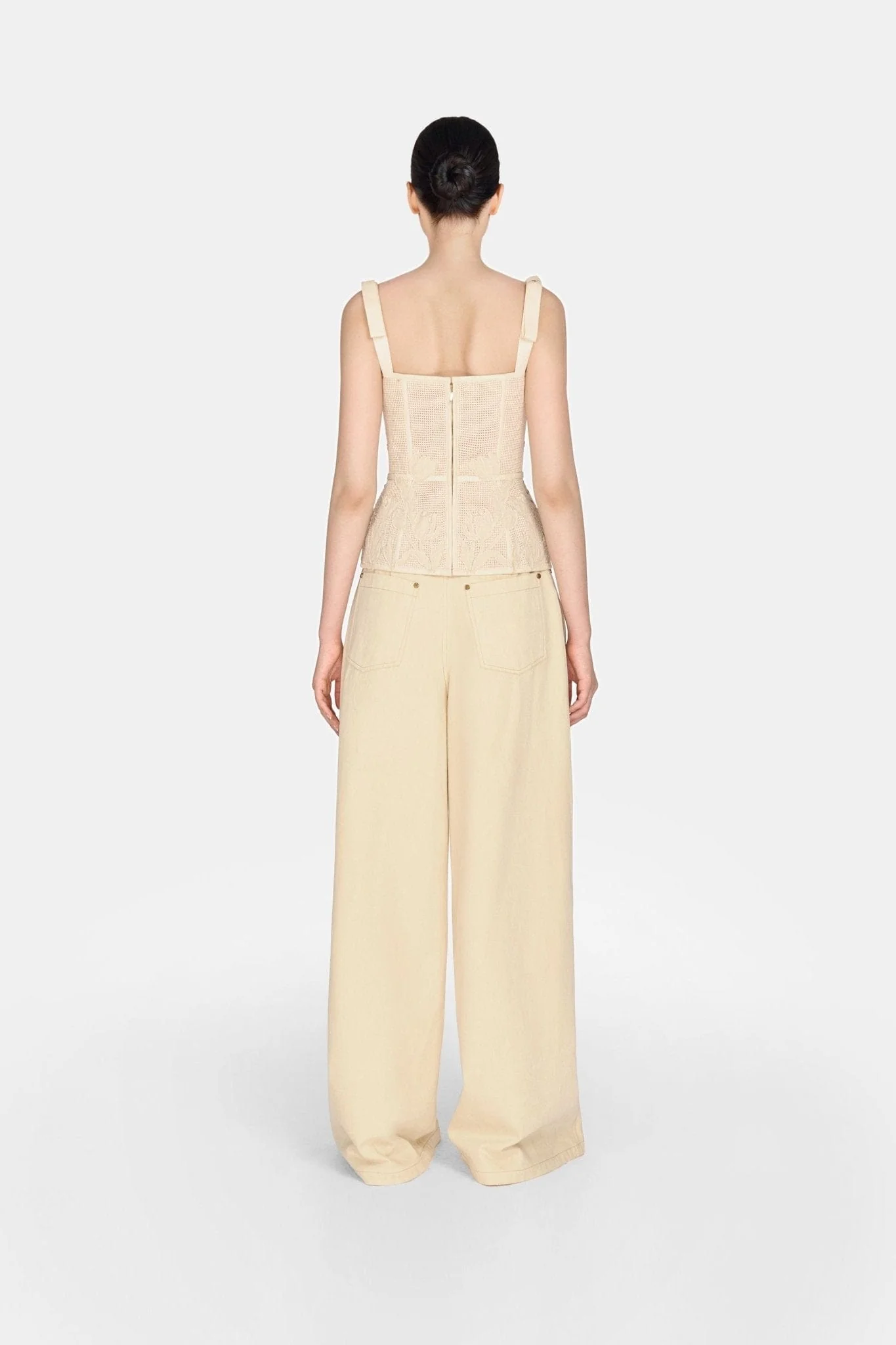 Beige Floral Mesh Top - Image 4