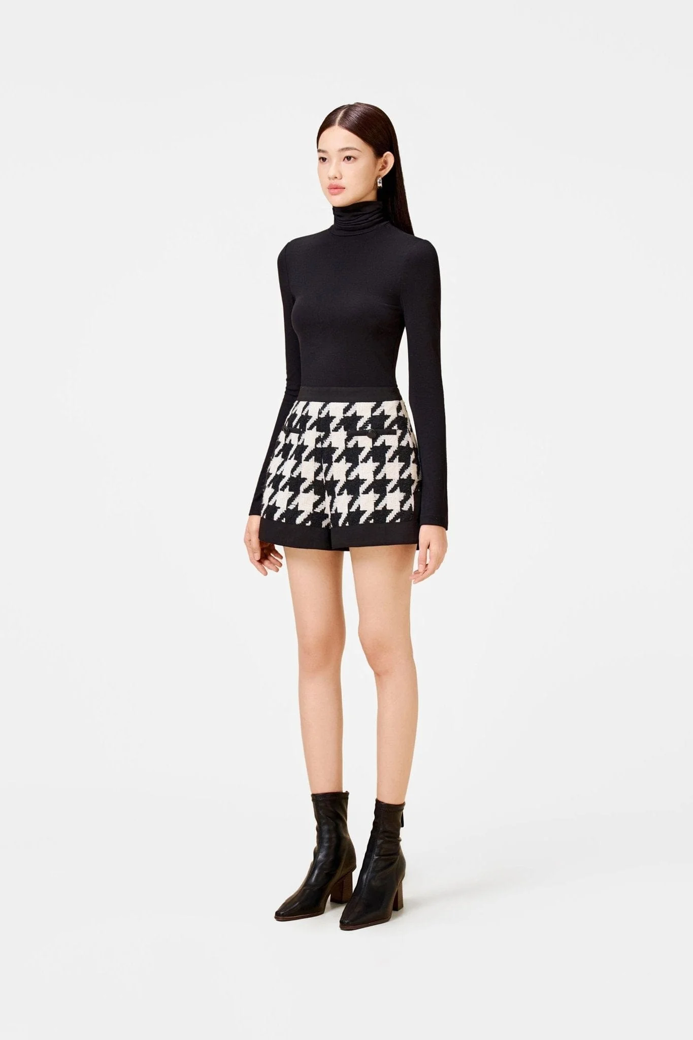 Black and White Houndstooth Shorts - Image 3