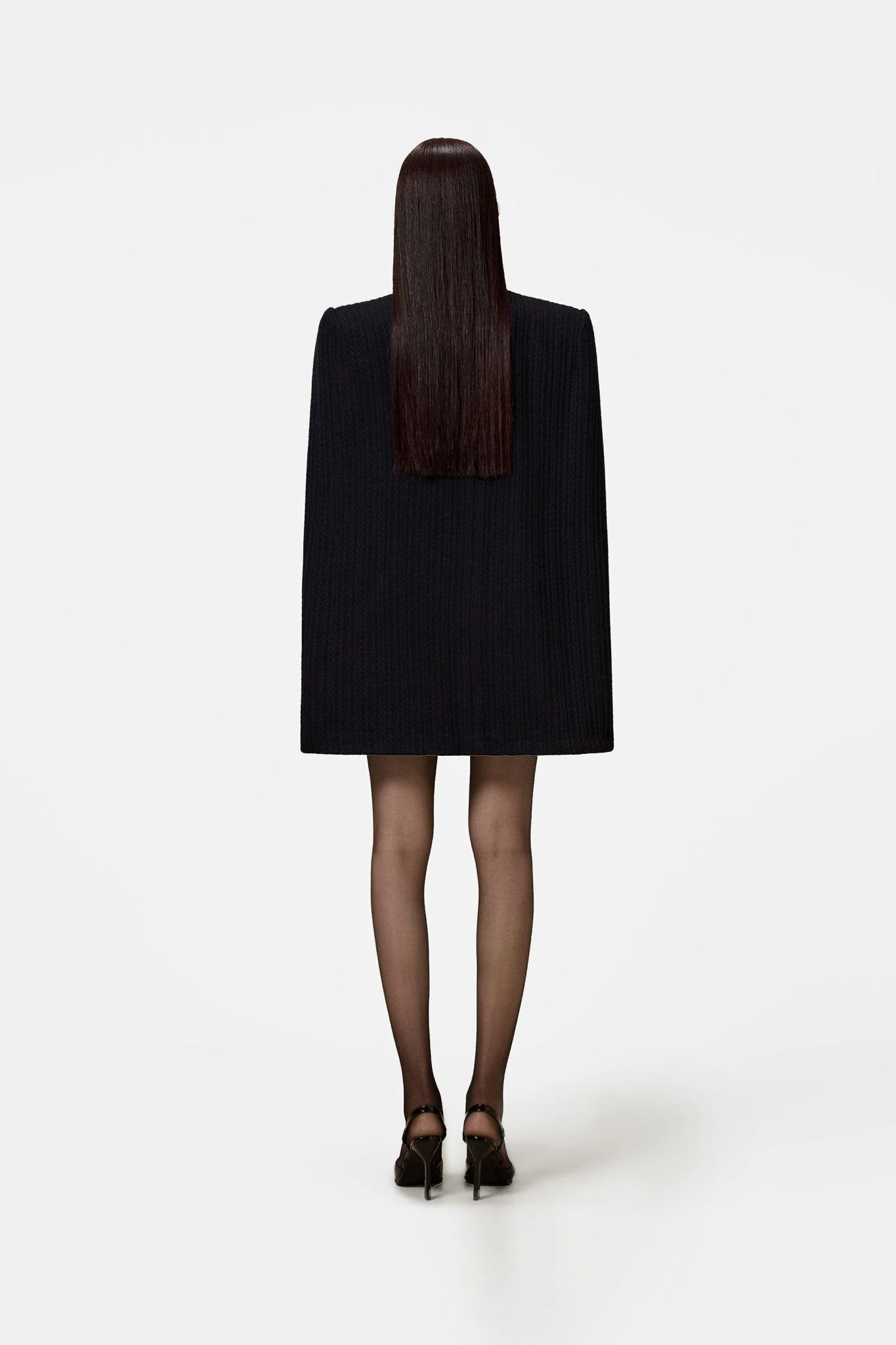Black Beaded Knit Cape - Image 5