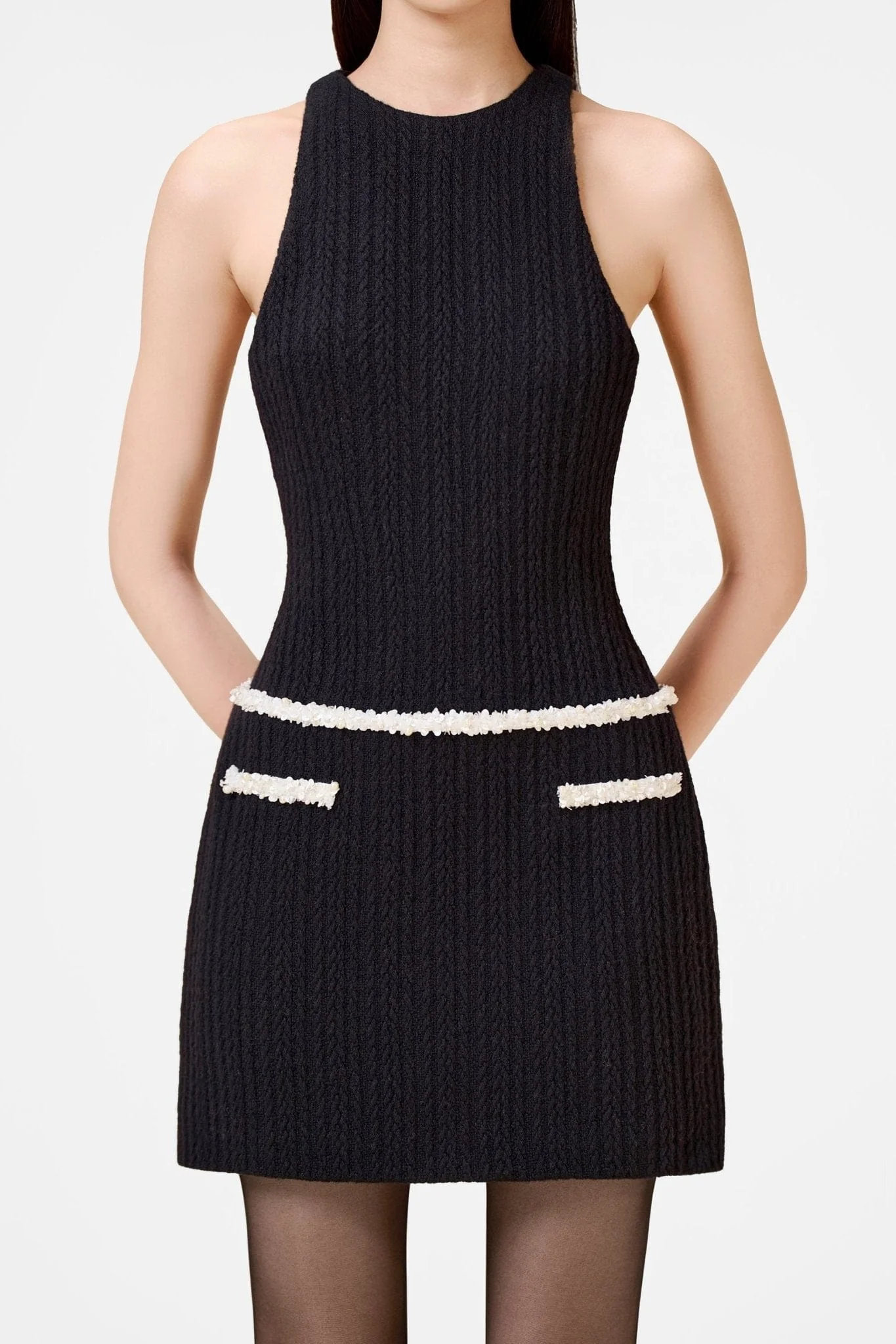 Black Beaded Knit Dress - Image 5