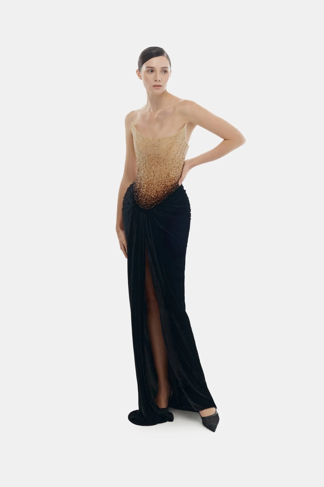 Black Champagne Crystalized Dress - Image 2