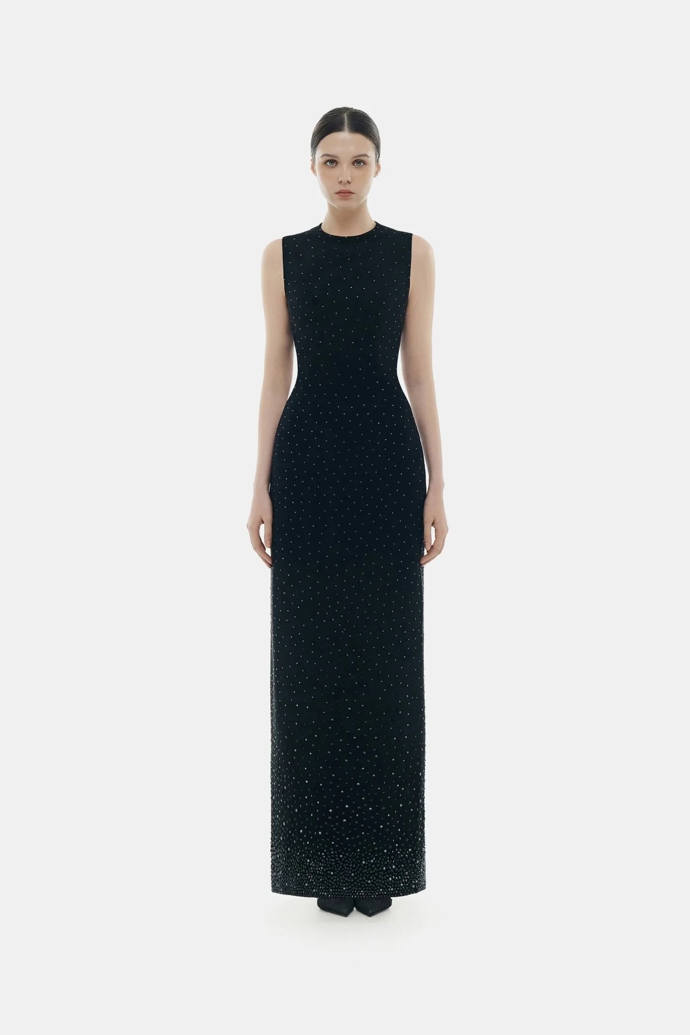 Black Crystal Beaded Maxi Dress - Image 2