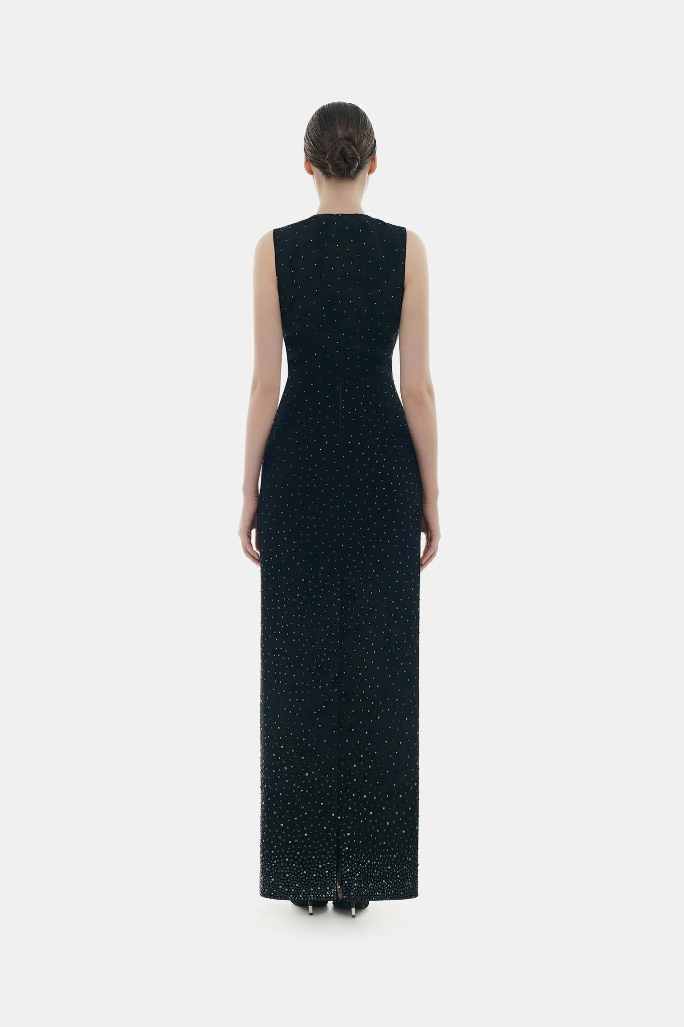 Black Crystal Beaded Maxi Dress - Image 4