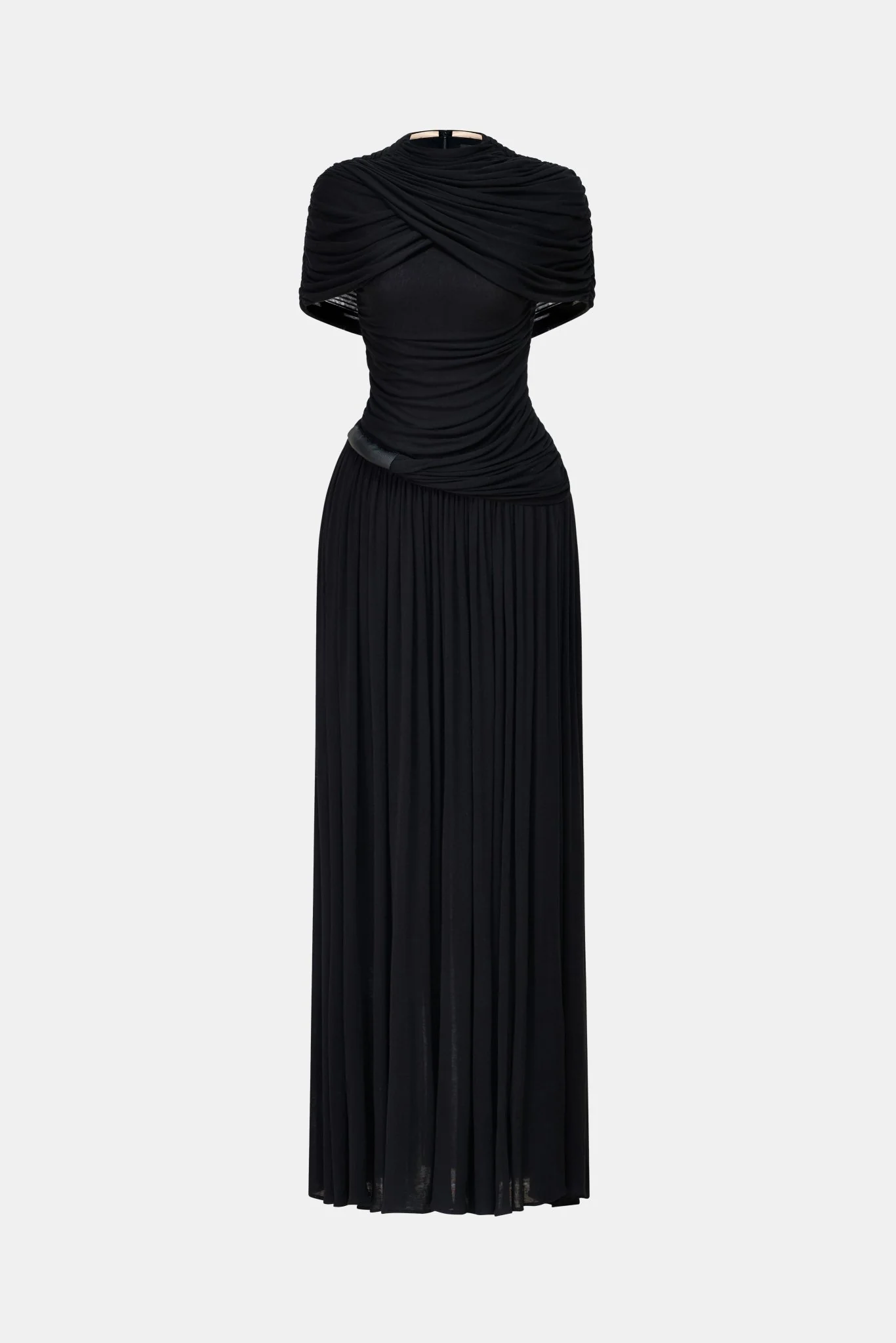 Black Draped Cape Maxi Dress