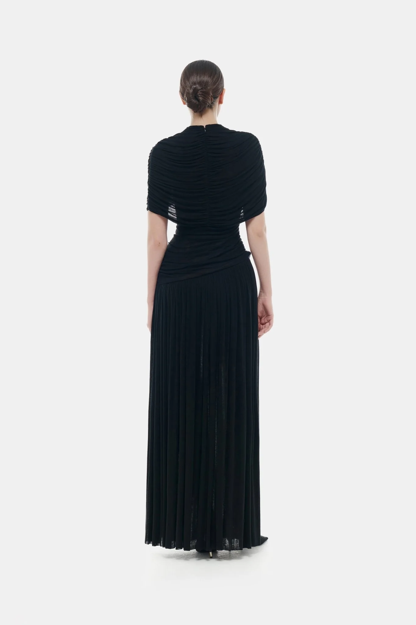 Black Draped Cape Maxi Dress - Image 4