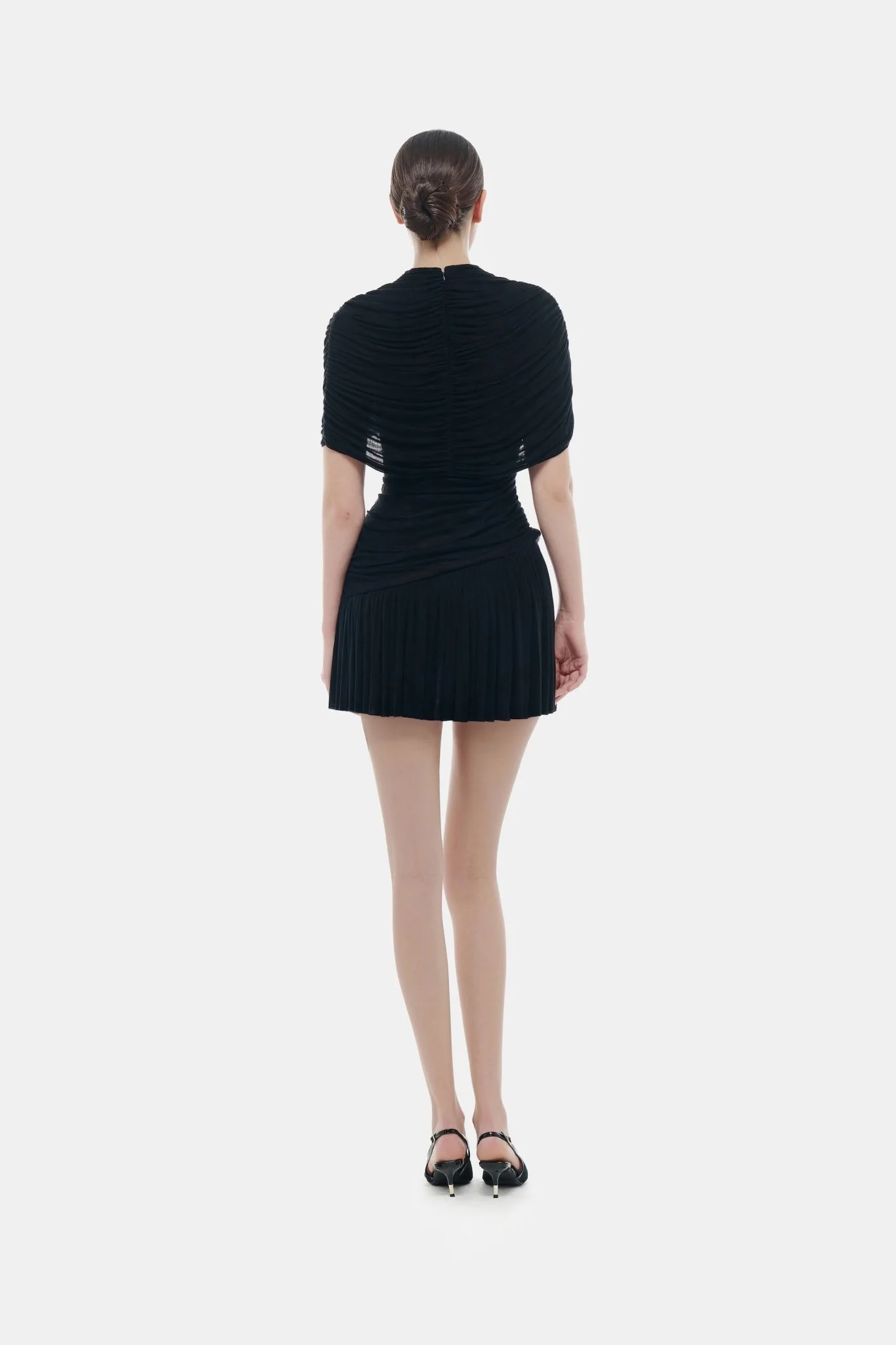 Black Draped Cape Mini Dress - Image 4