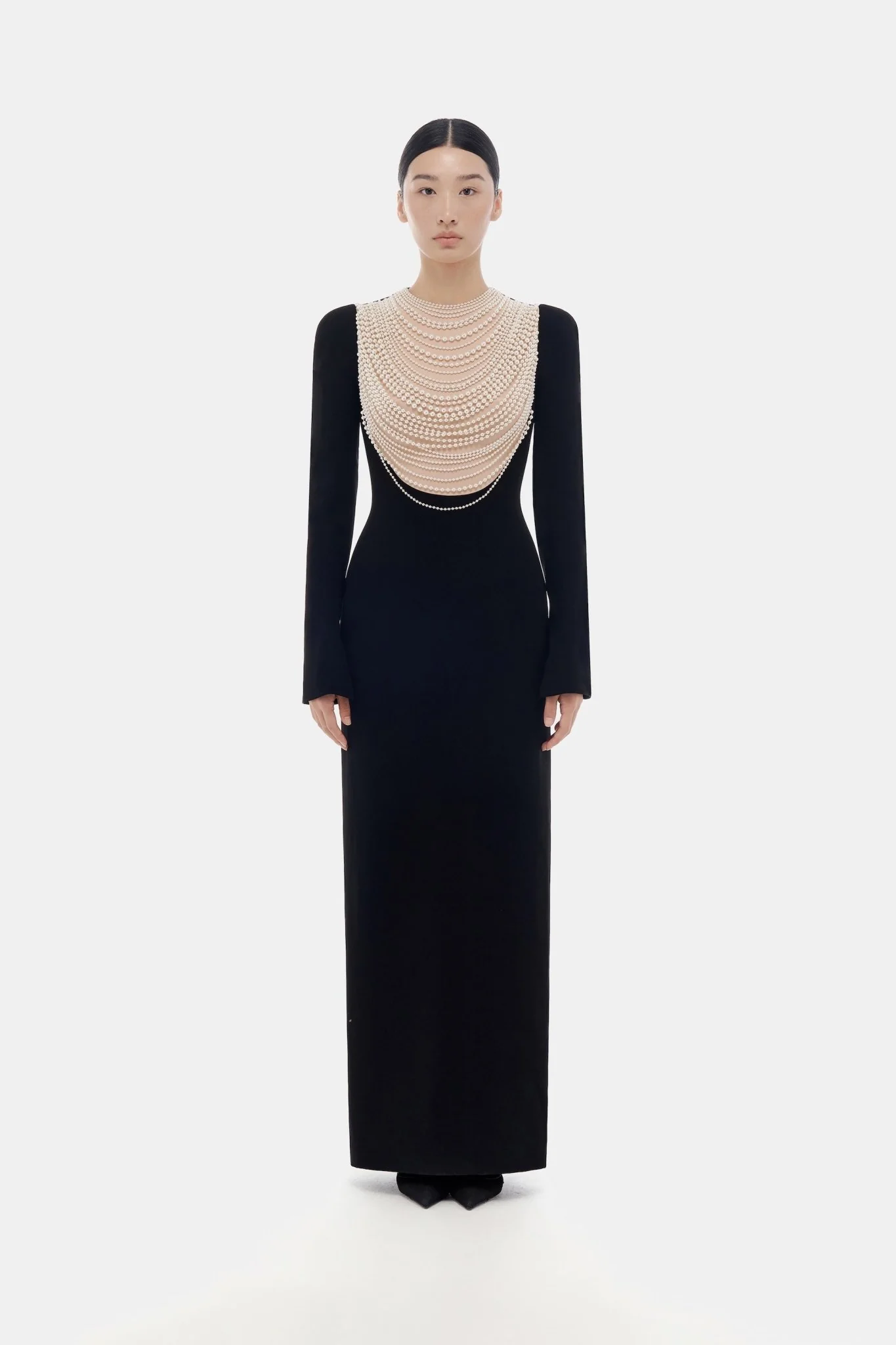 Black Faux-pearl Embellished  Dress - Image 2
