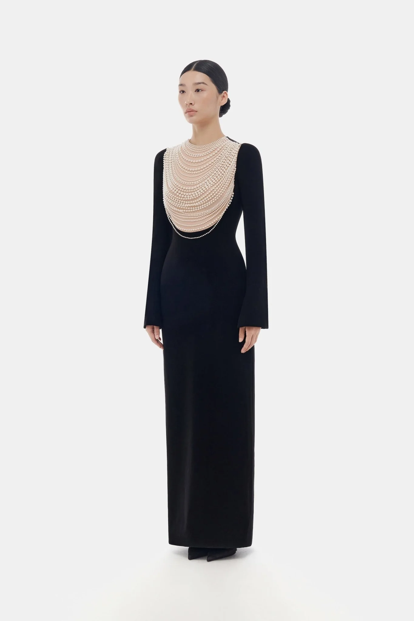 Black Faux-pearl Embellished  Dress - Image 3
