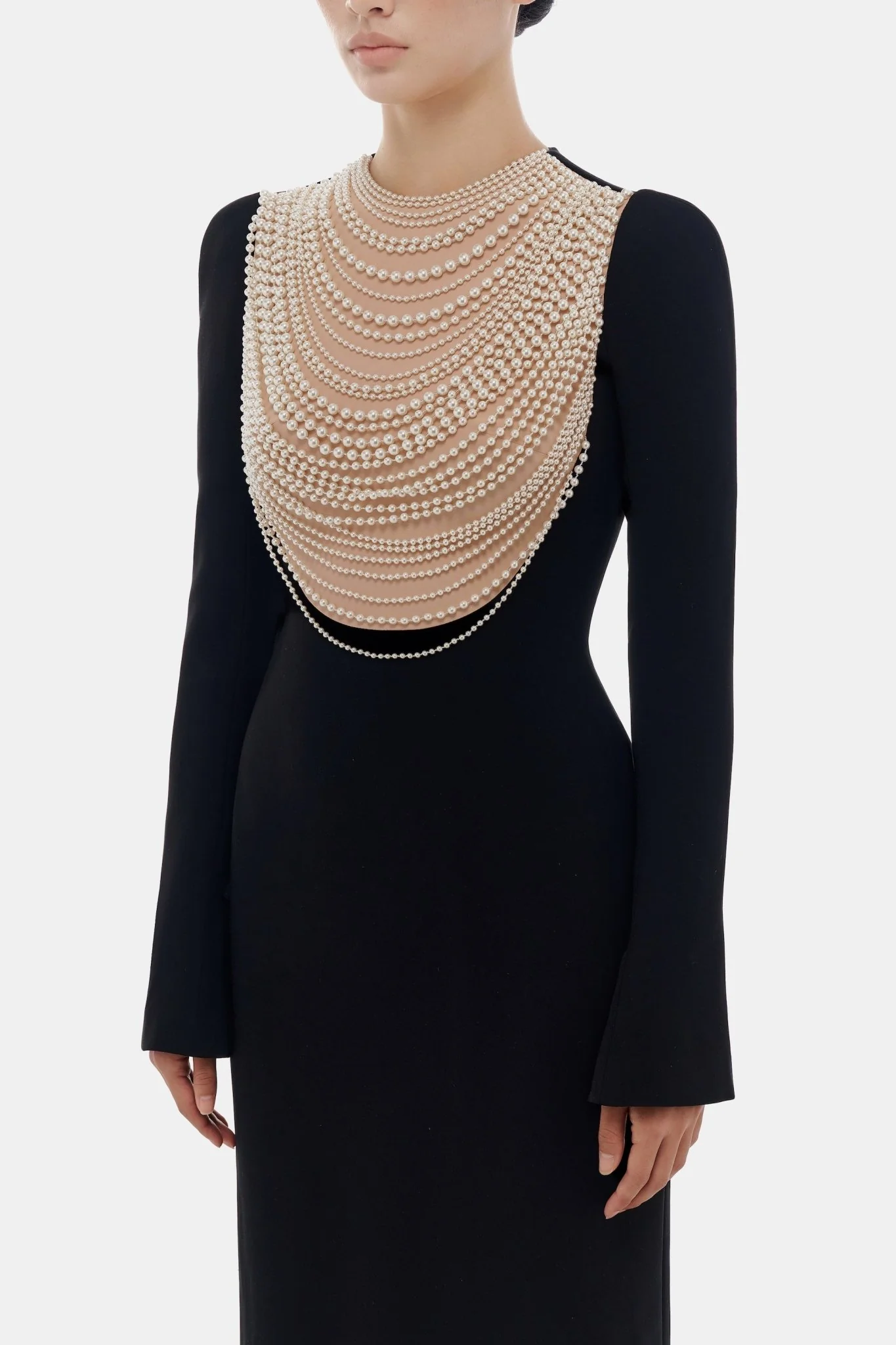 Black Faux-pearl Embellished  Dress - Image 6