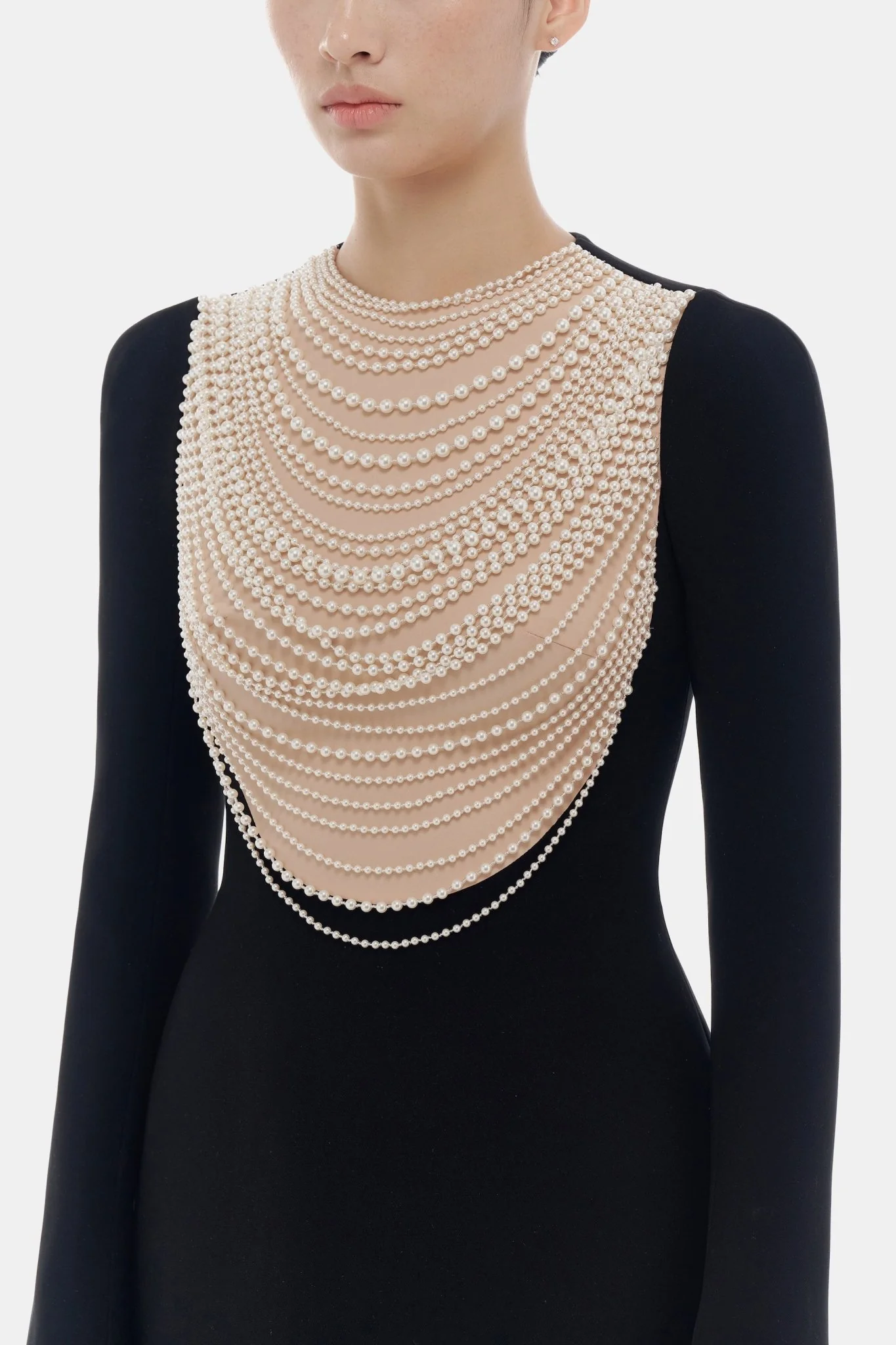 Black Faux-pearl Embellished Mini Dress - Image 5