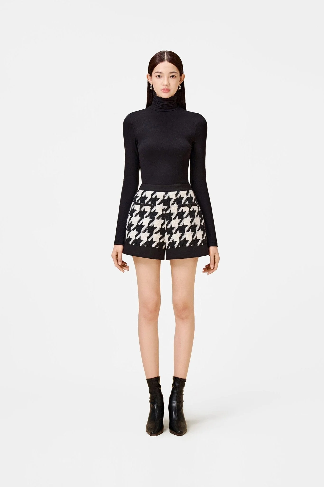Black Houndstooth Shorts - Image 2