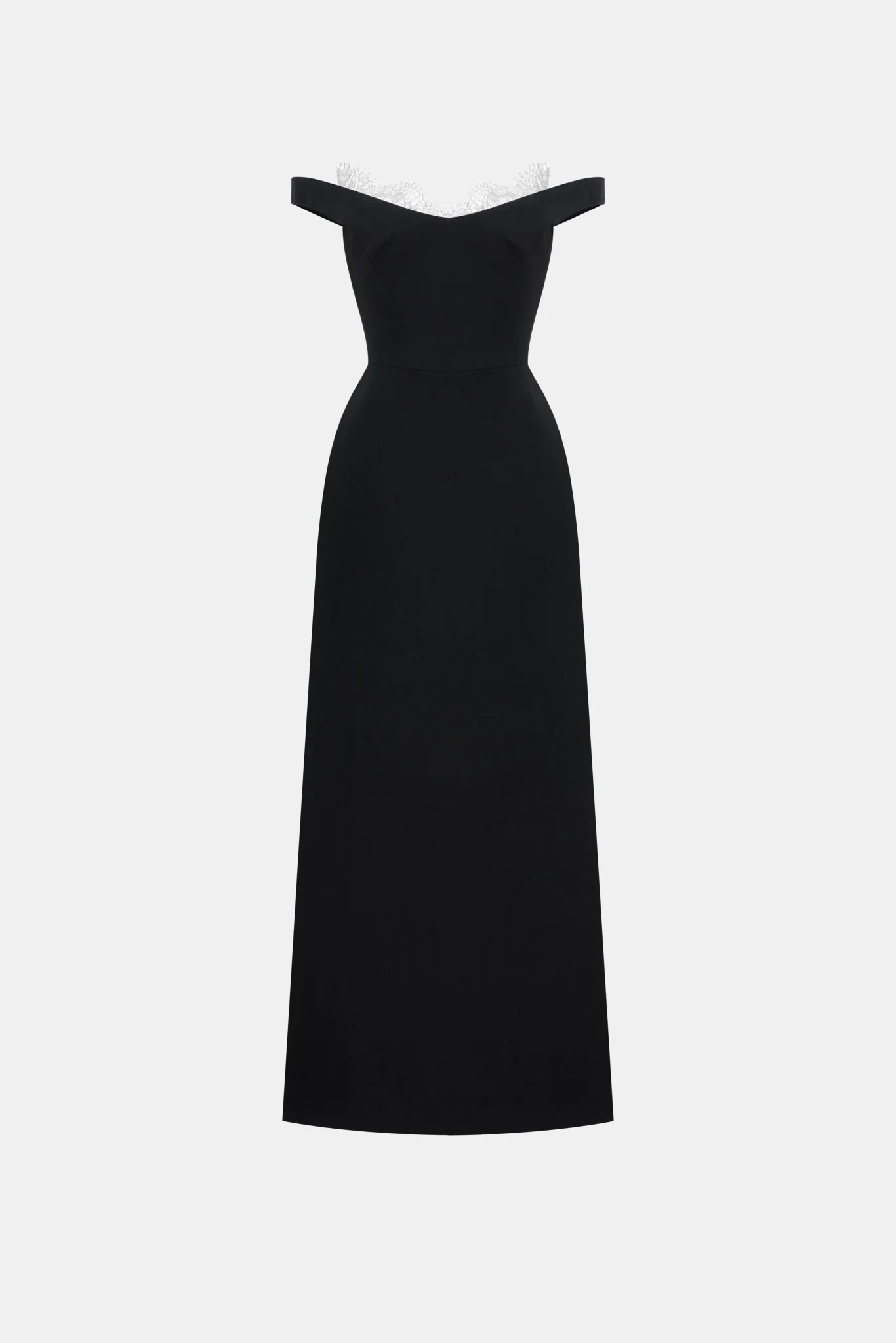 Black Off Shoulder Lace Detail Midi Dress