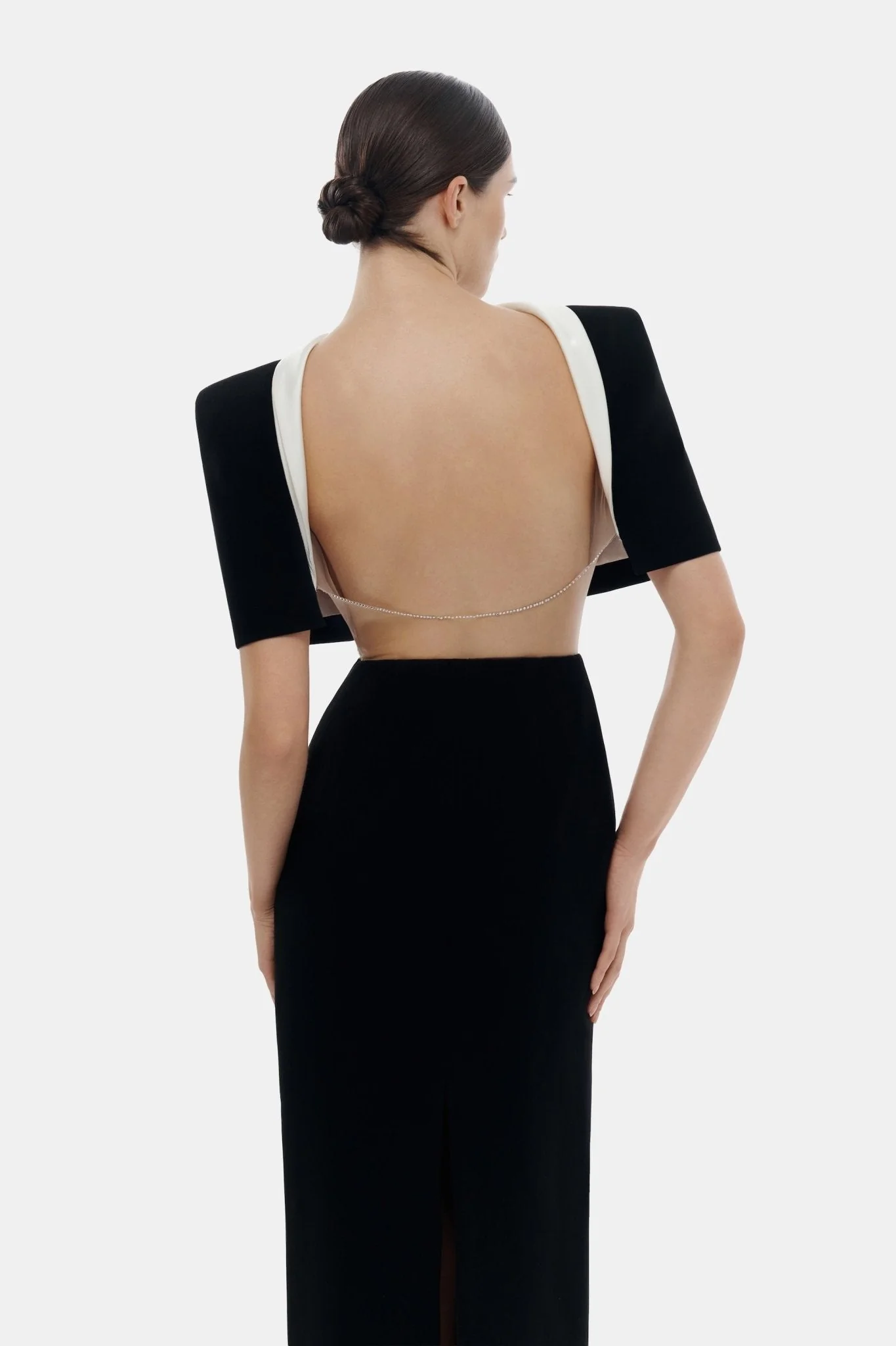 Black Open-back Cape Midi Dress - Image 4