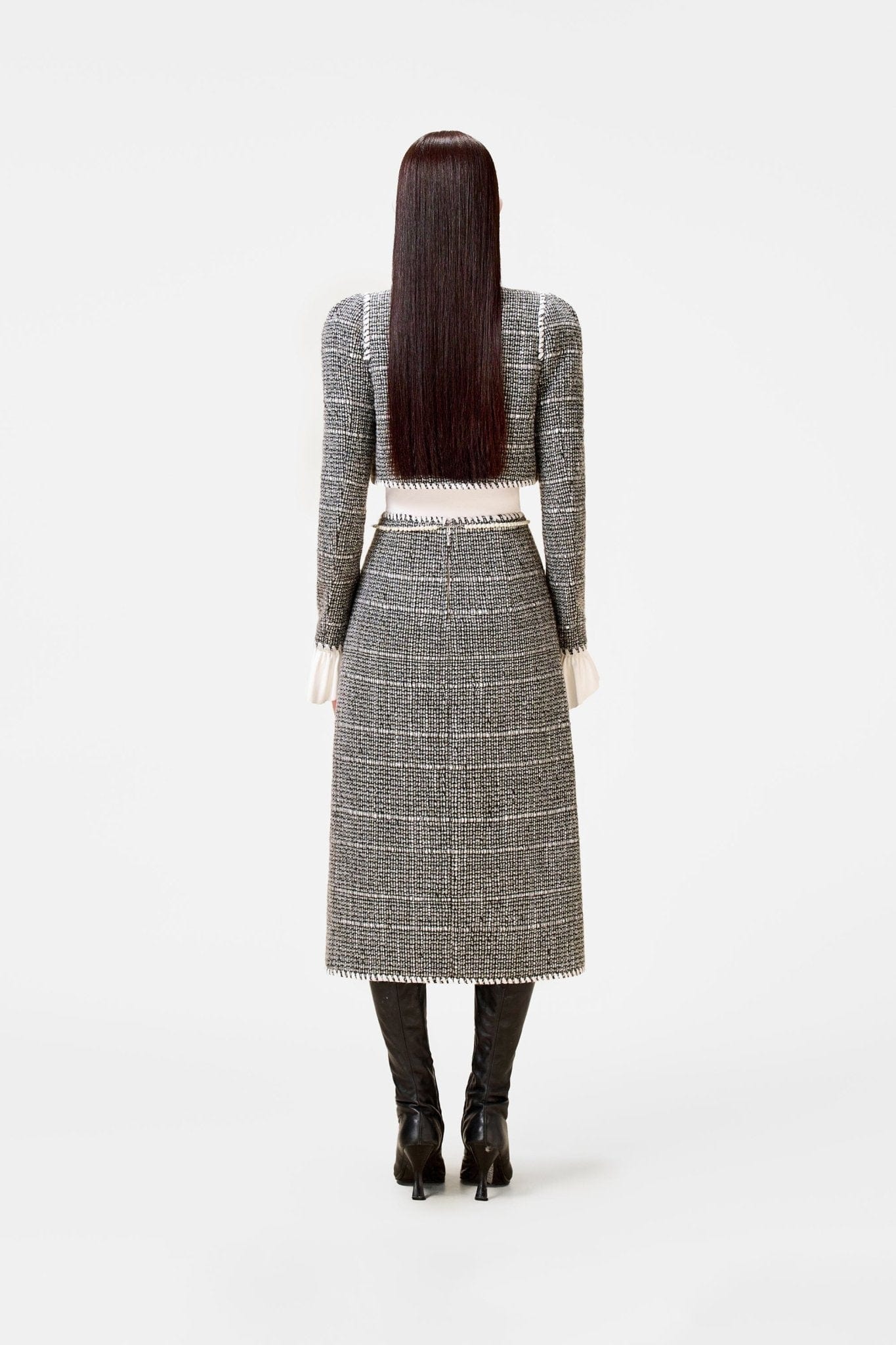 Black Tweed A-Line Skirt - Image 5