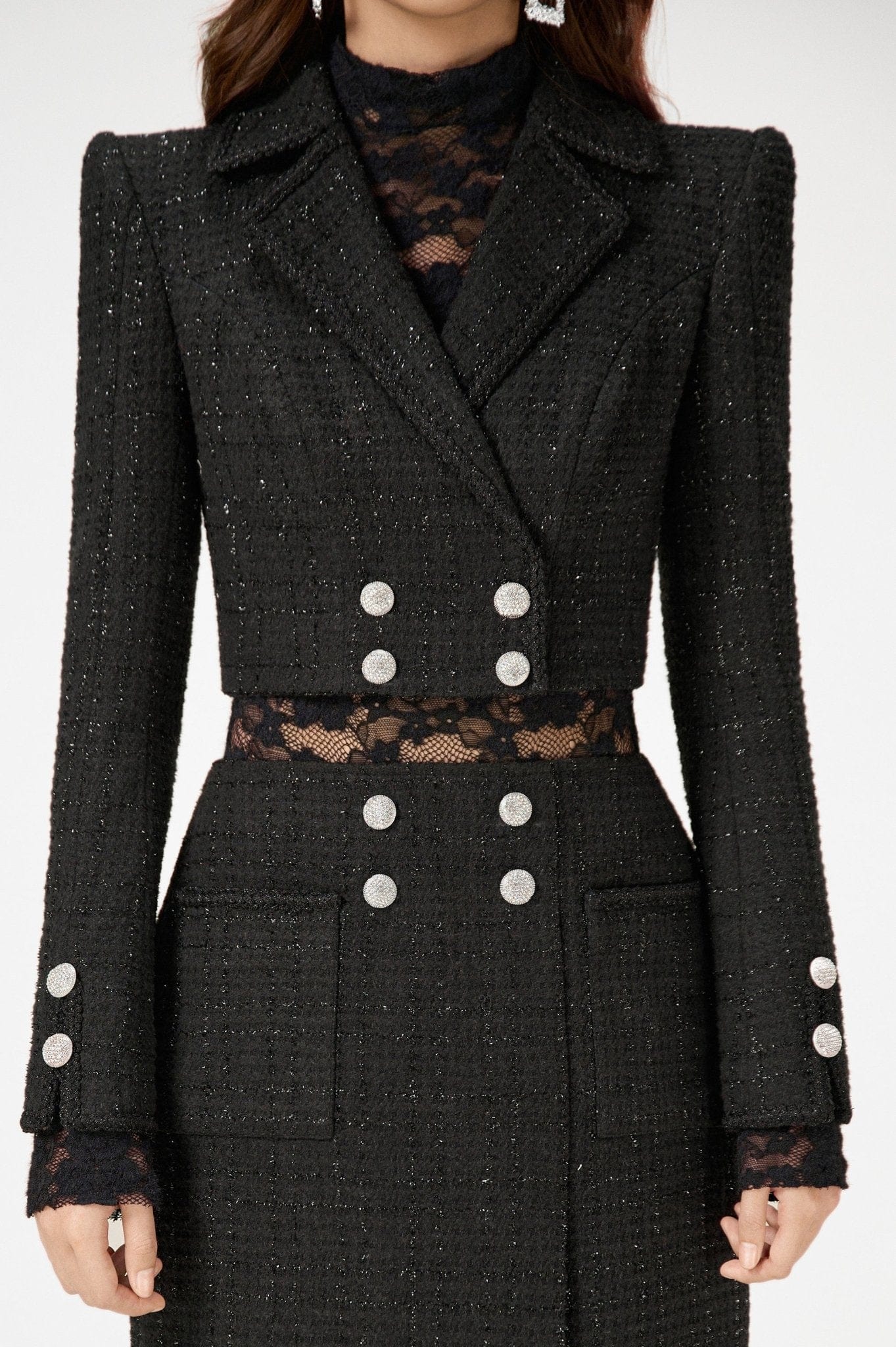 Black Tweed Trench Skirt - Image 5
