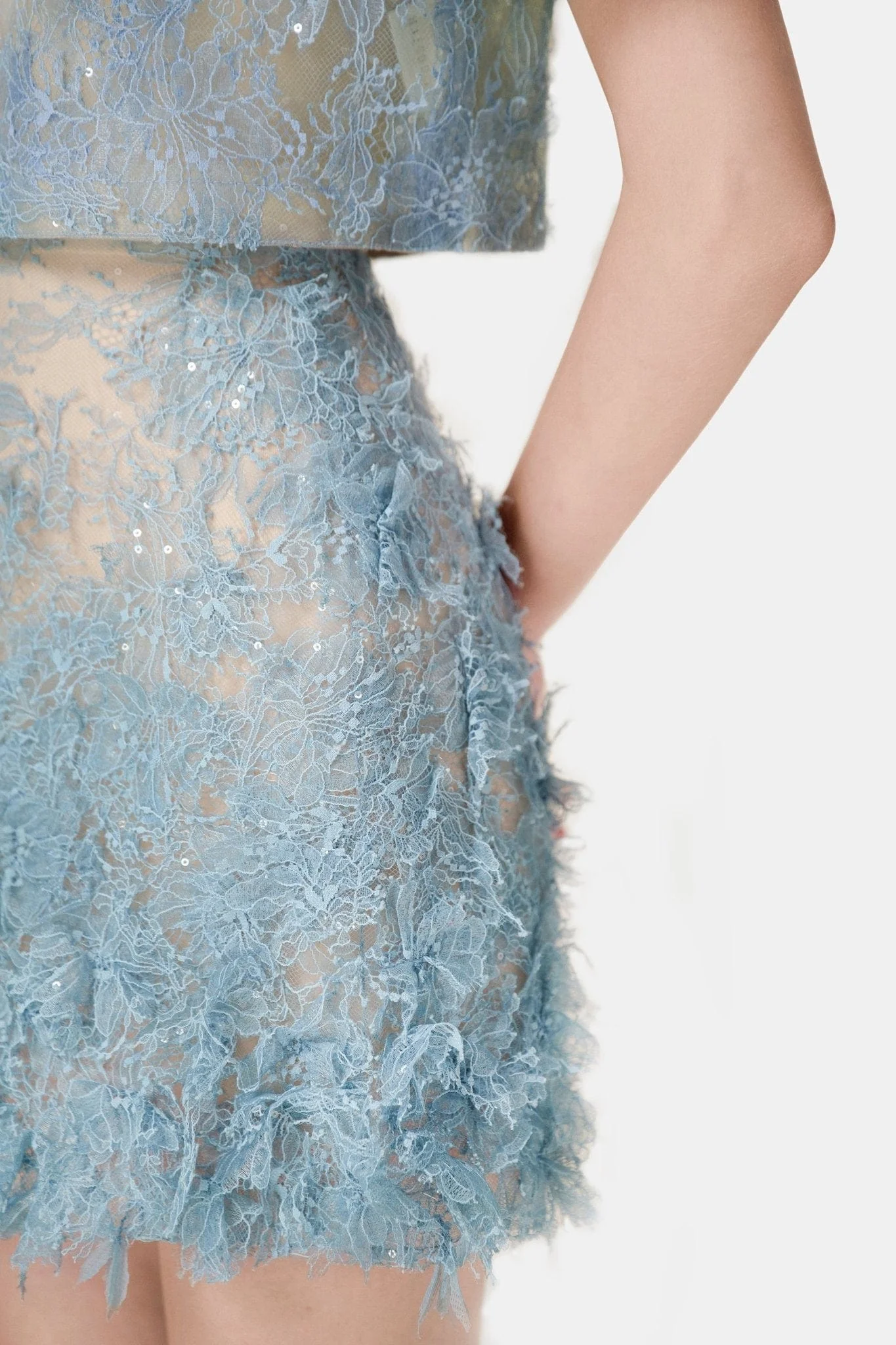 Blue Beaded Lace Skirt - Image 6