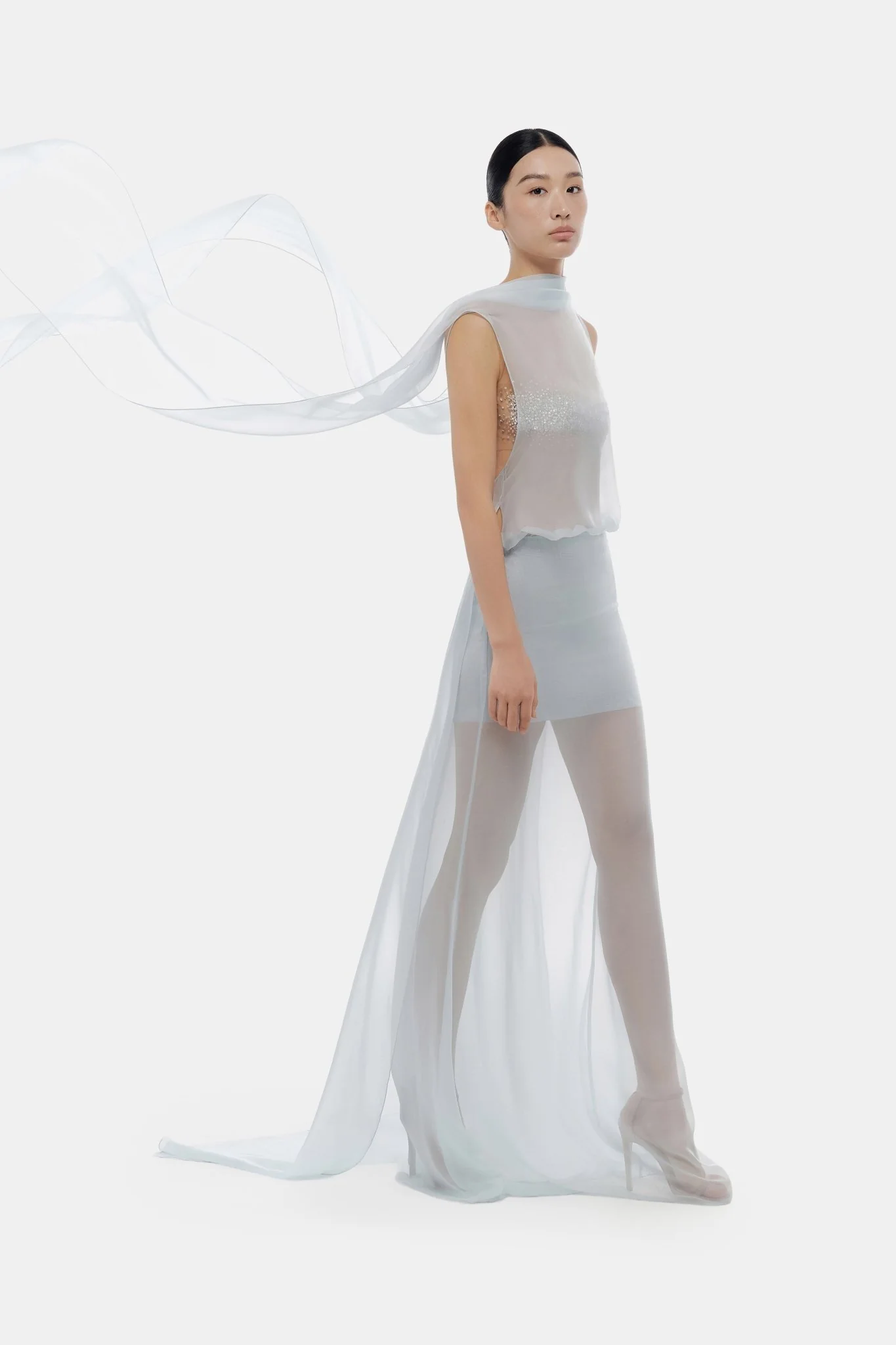 Blue Chiffon Dress - Image 2