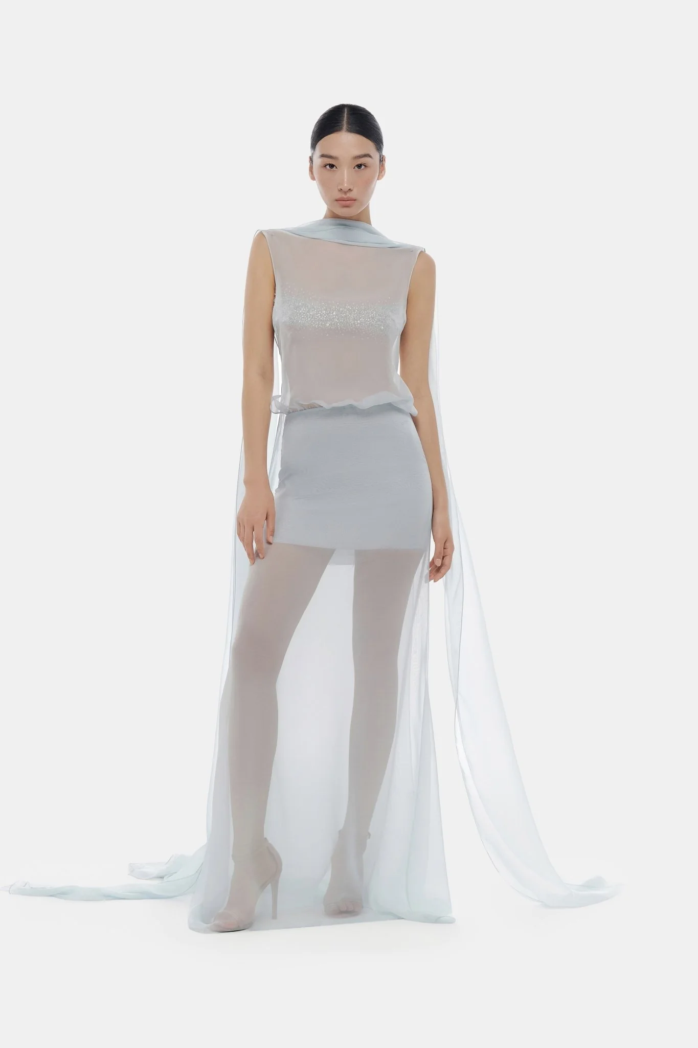 Blue Chiffon Dress - Image 3