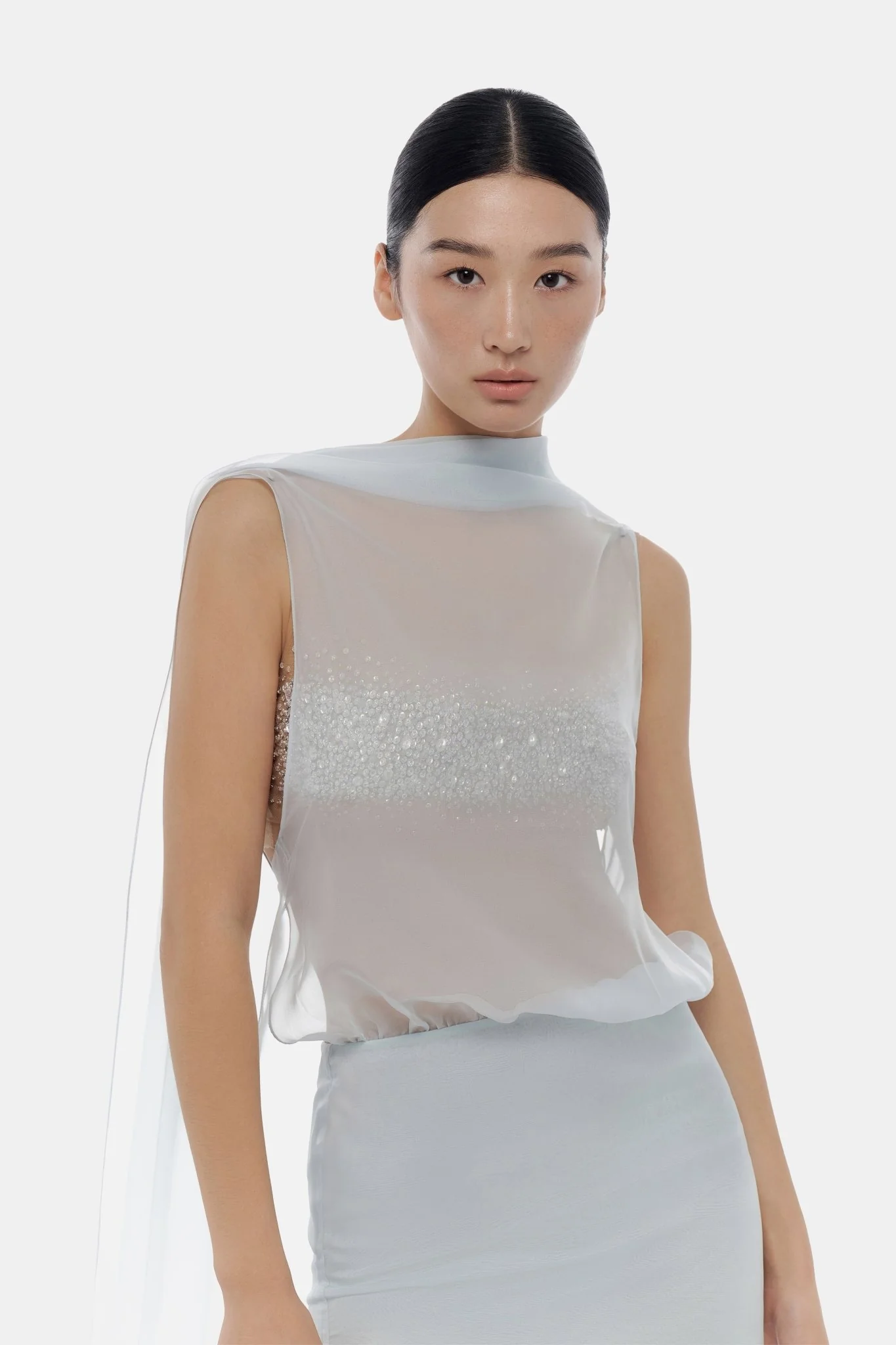 Blue Chiffon Dress - Image 6