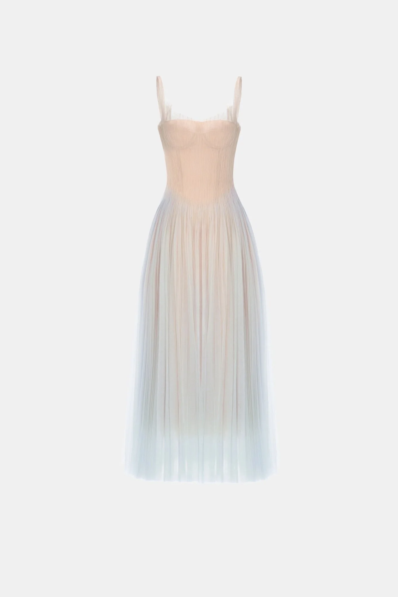 Blue Corset Tulle Midi Dress