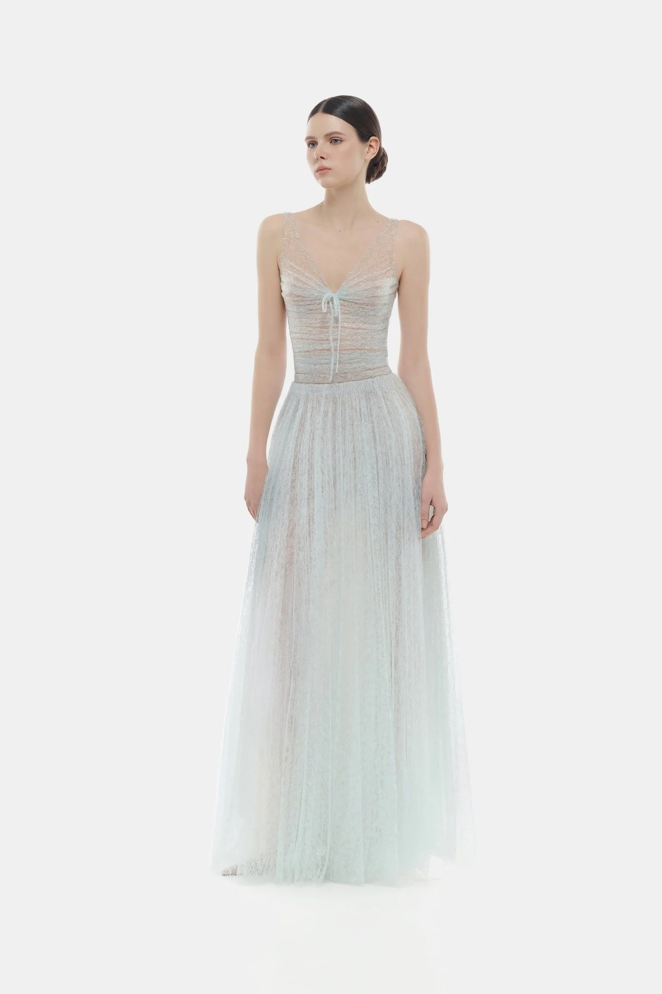 Blue Drapped Maxi Dress - Image 2