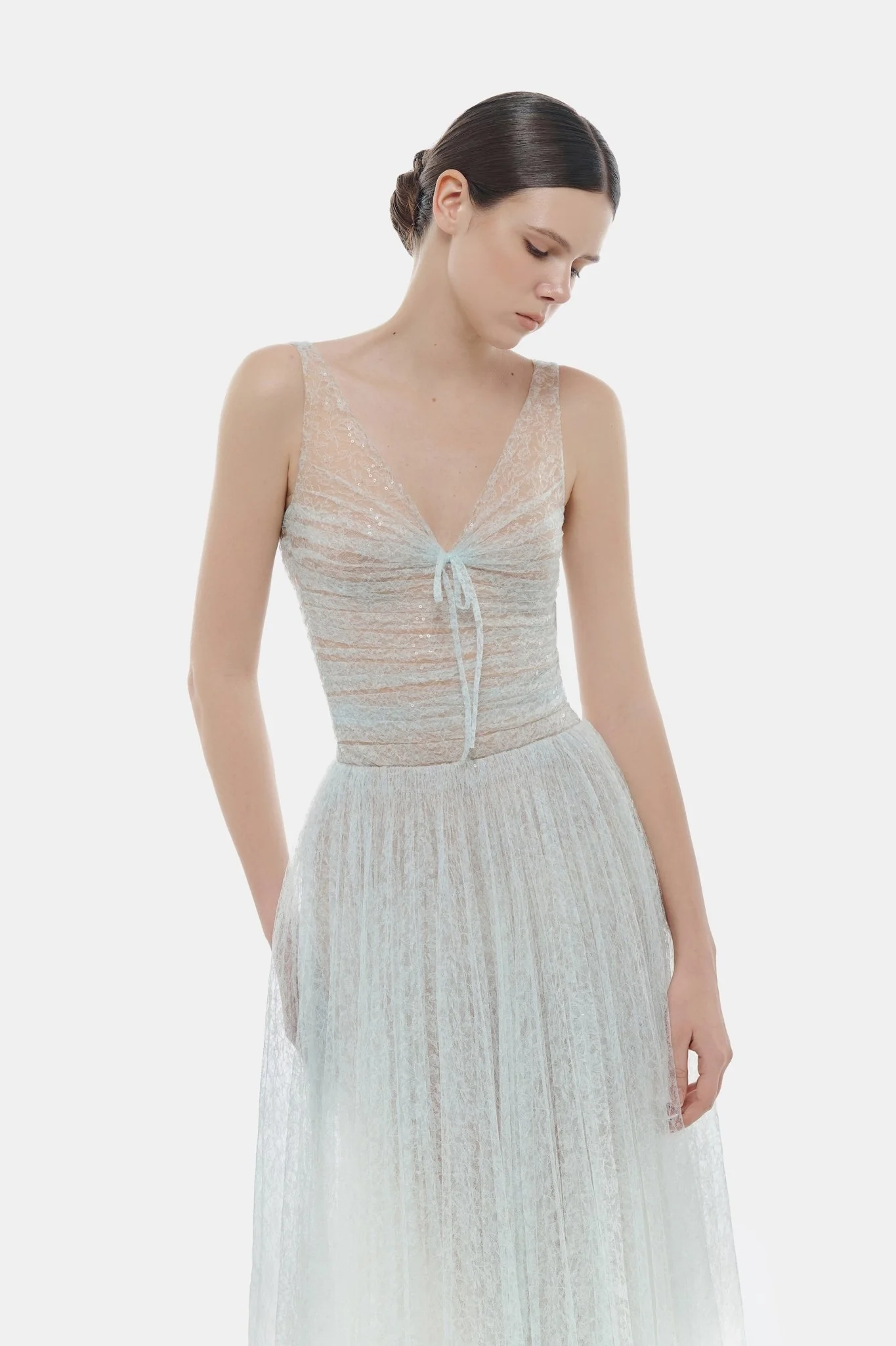 Blue Drapped Maxi Dress - Image 5