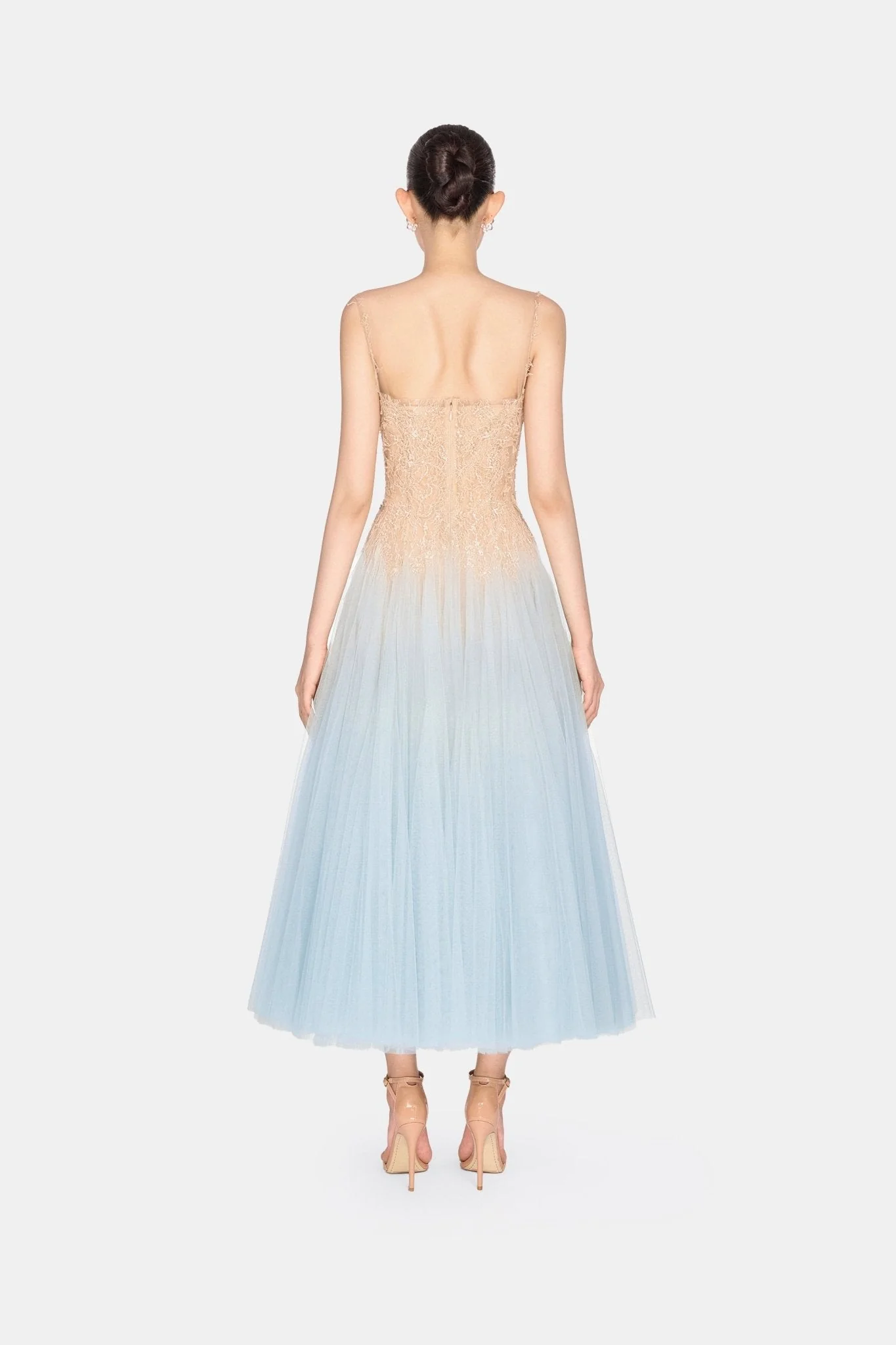 Baby Blue Ombre Lace Midi Dress - Image 4