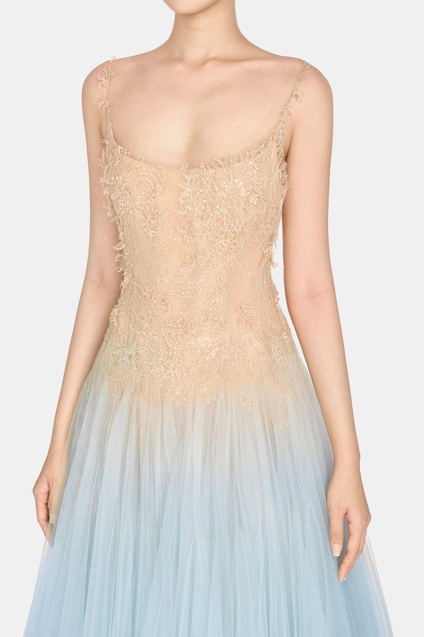 Baby Blue Ombre Lace Midi Dress - Image 5