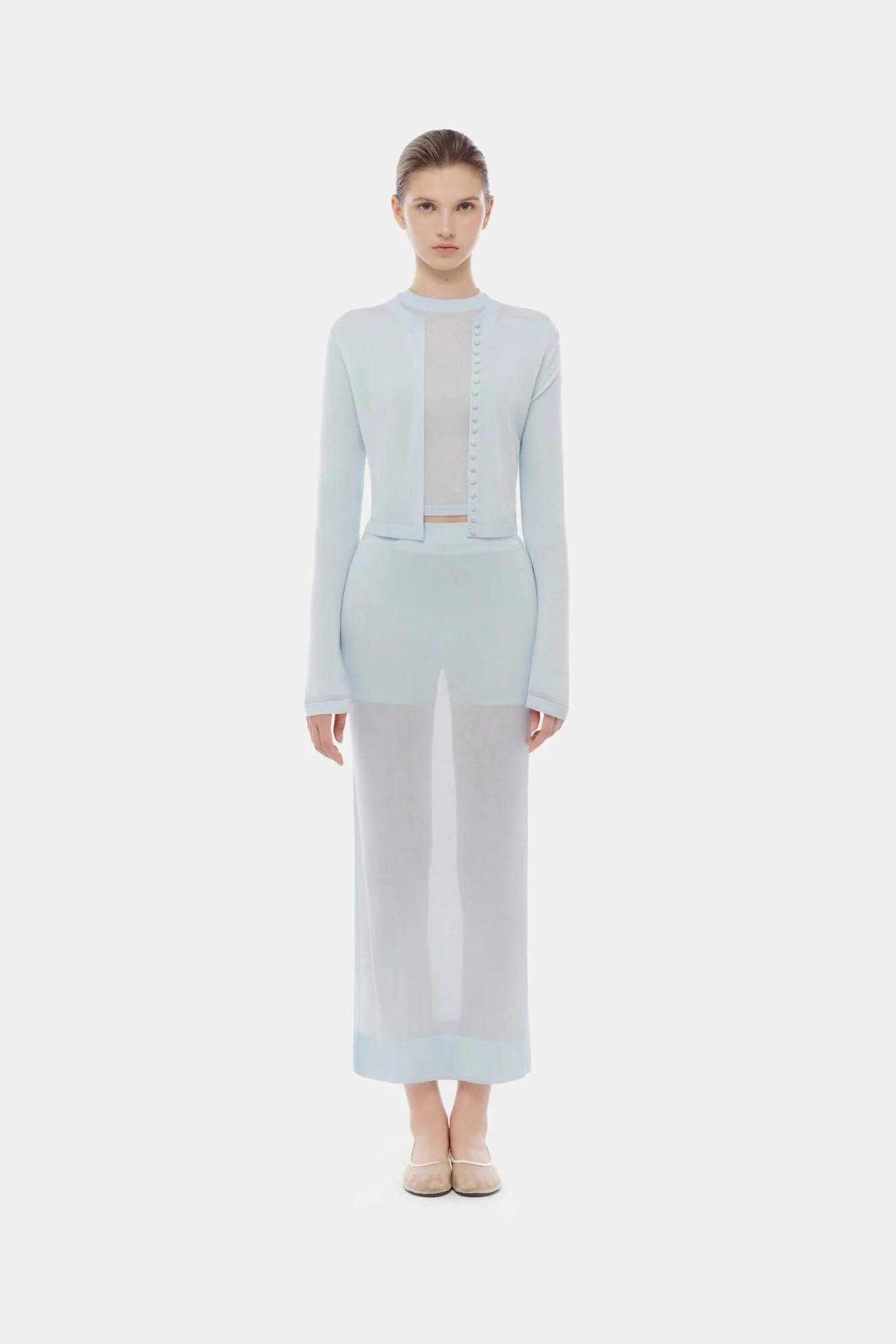 Blue Sheer Layered Midi Skirt - Image 2