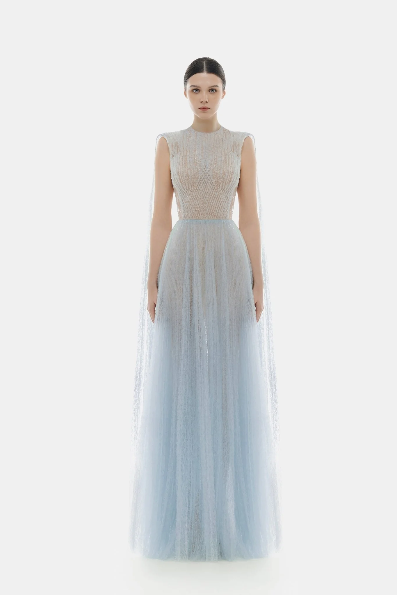 Blue Smocked Round-neck Maxi Dress - Image 3