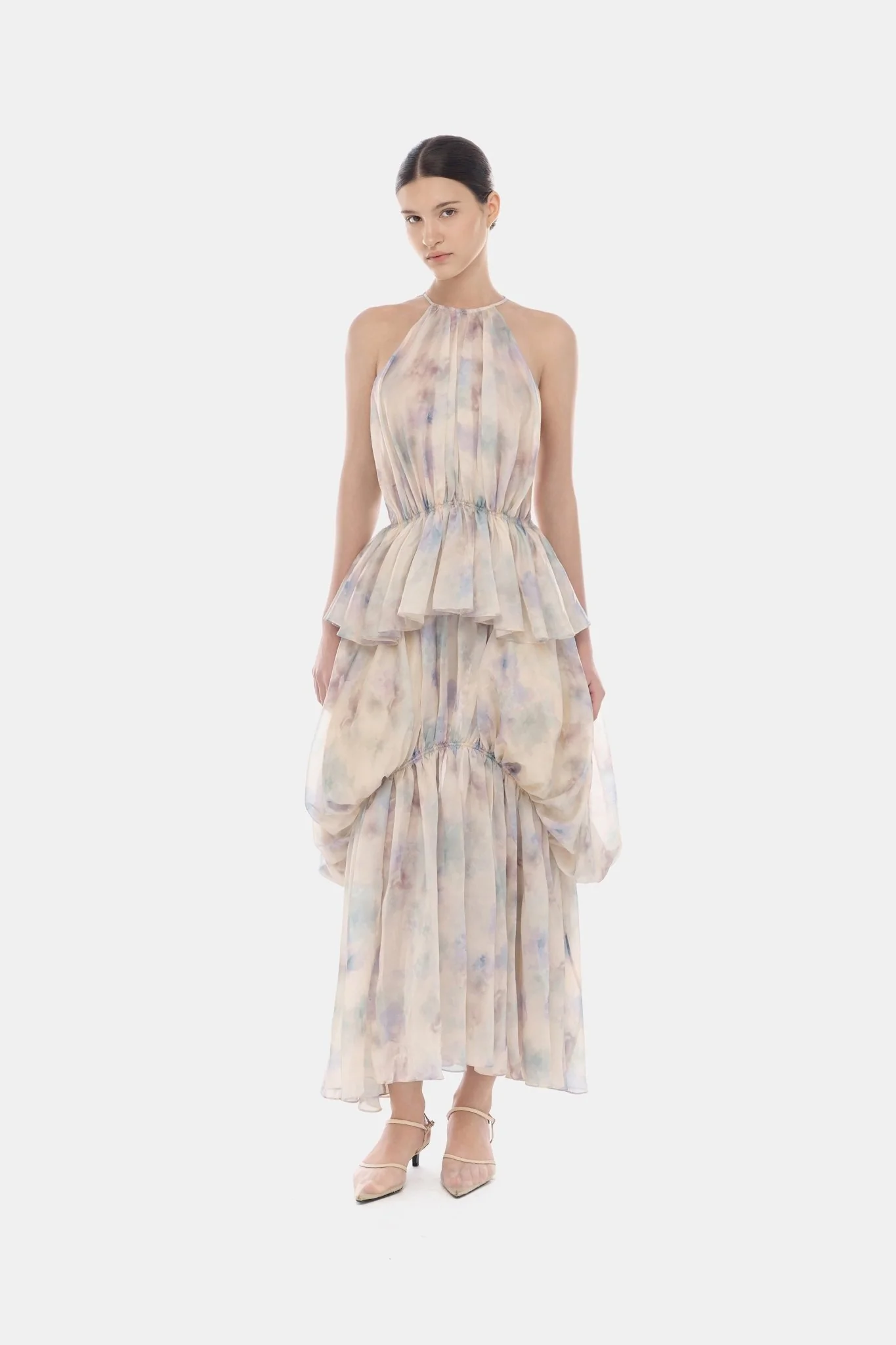 Lavender Tiered Halter Bubble Dress - Image 2