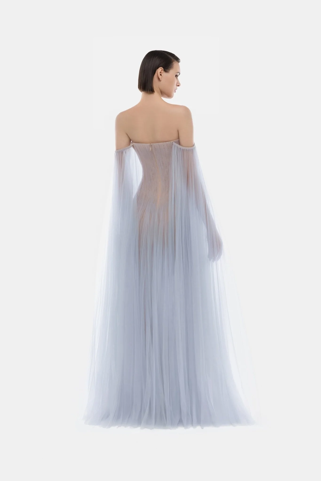 Blue Tulle Off-shoulder Maxi Dress - Image 2
