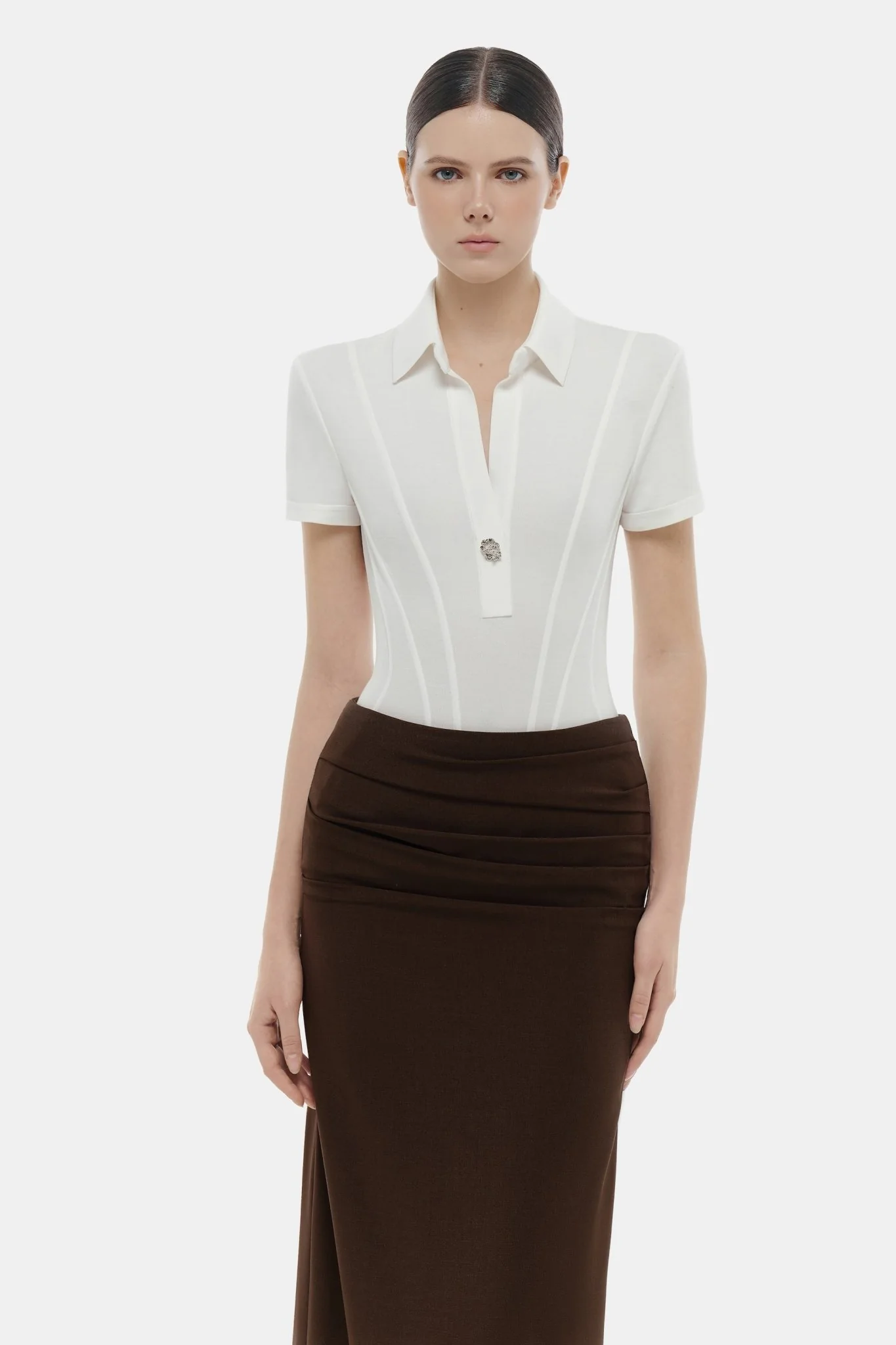 Brown Draped Maxi Skirt - Image 5