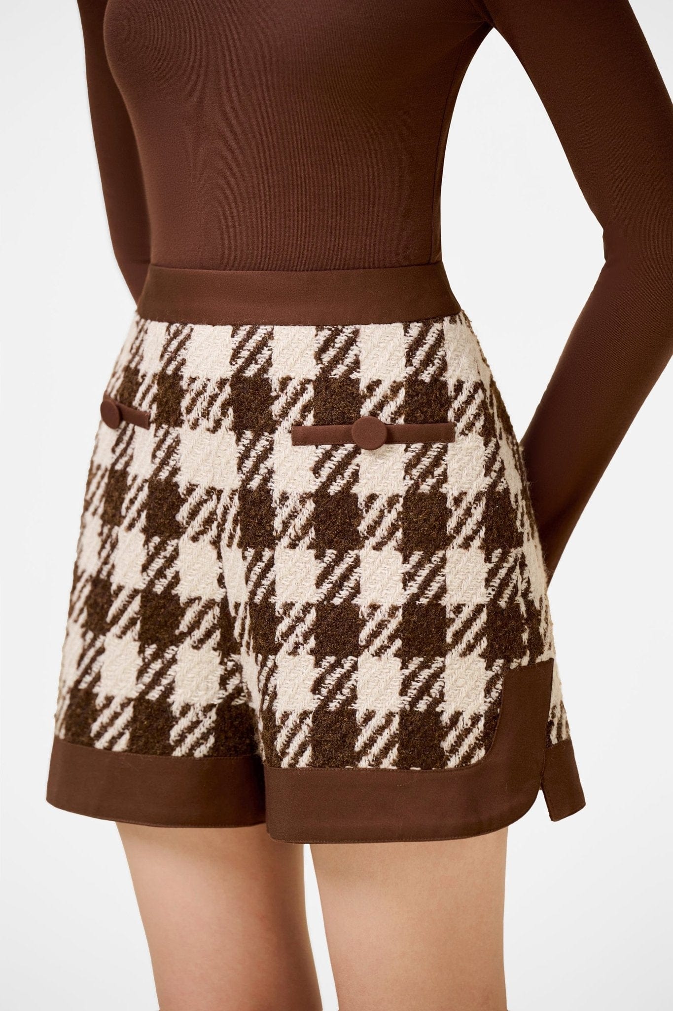 Brown Checkered Shorts - Image 5