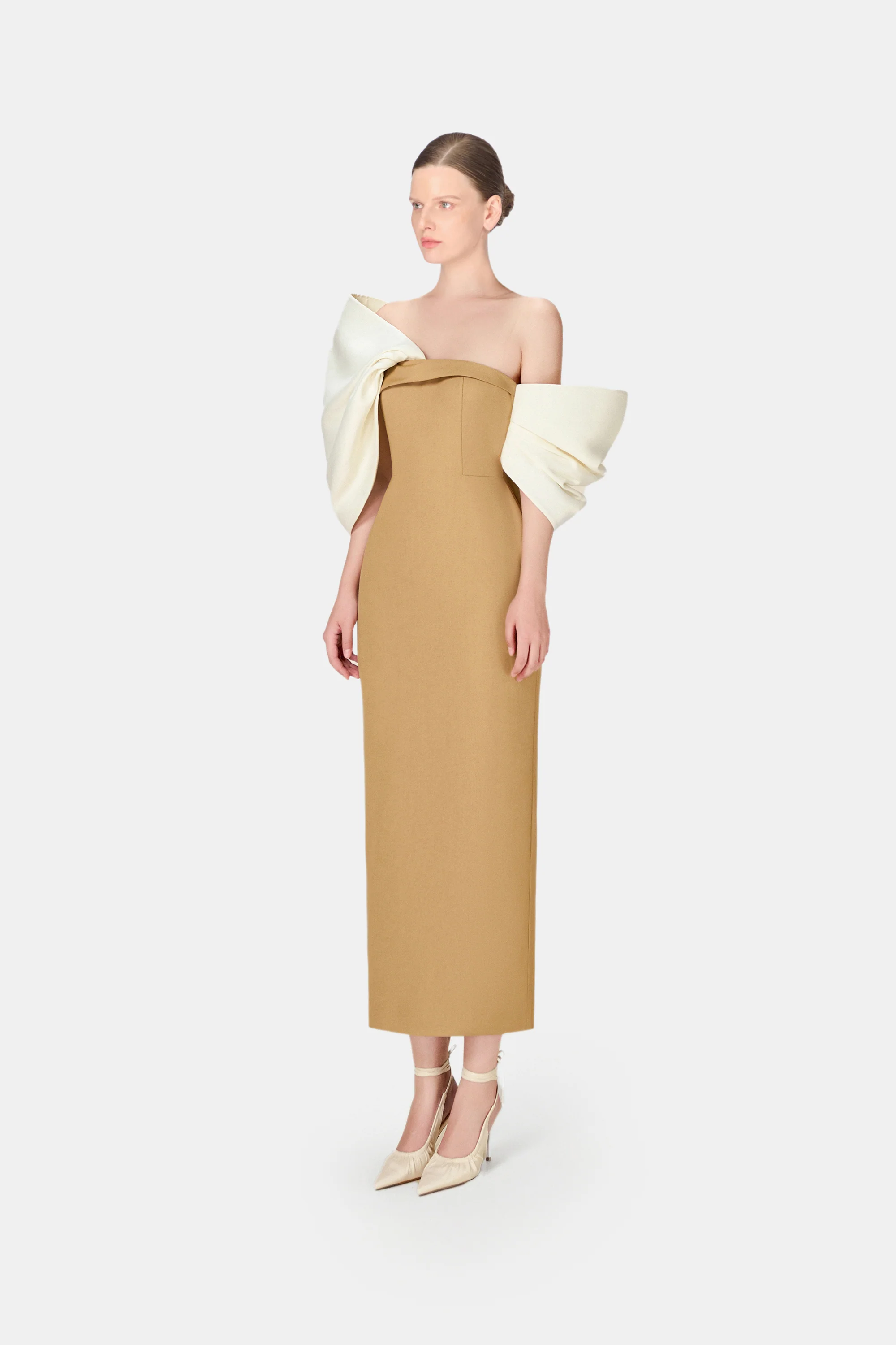 Camel Big Bow Dress - Image 3