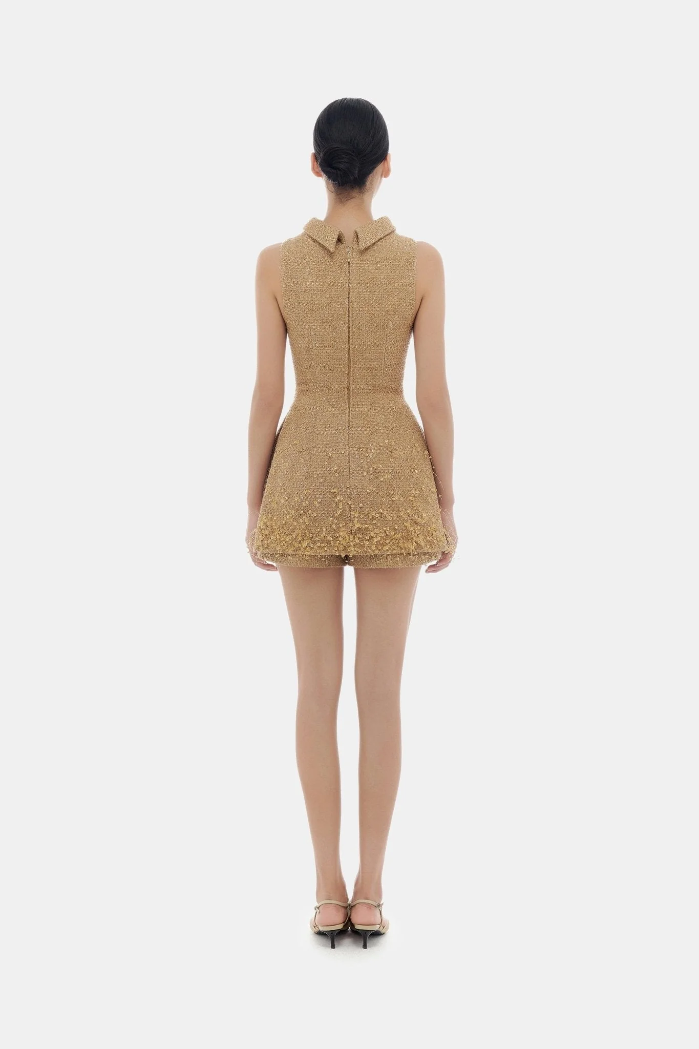Camel Crystal Beaded Tweed Top - Image 5