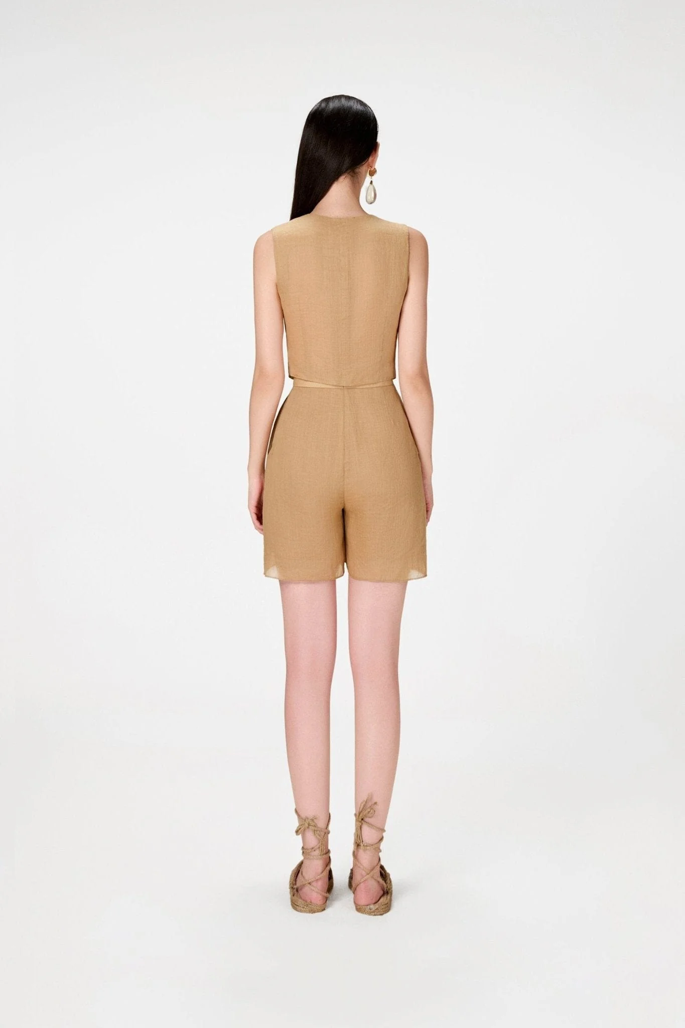 Camel Linen Waistcoat - Image 4