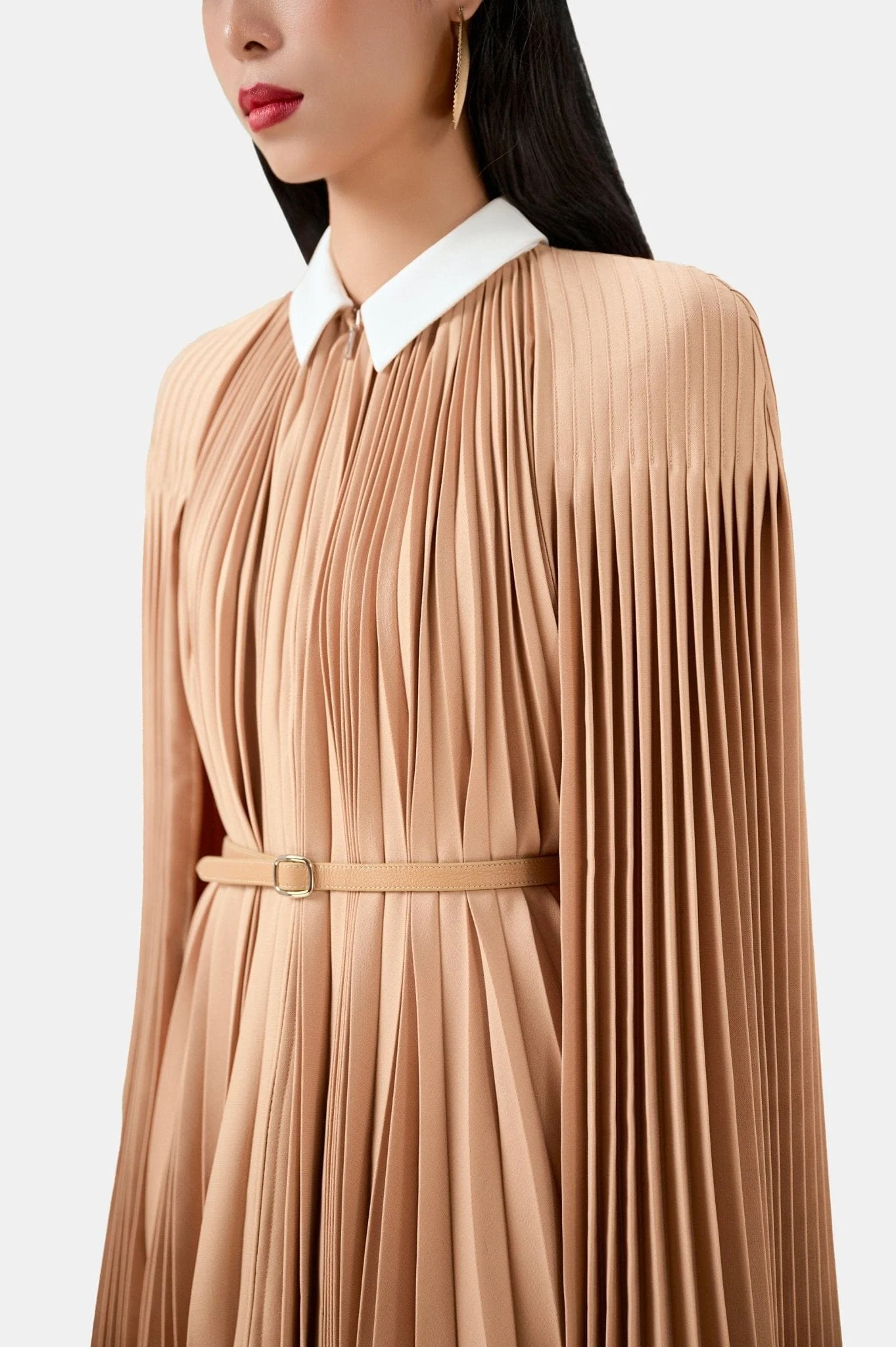 Camel Pleated Cape - Image 6