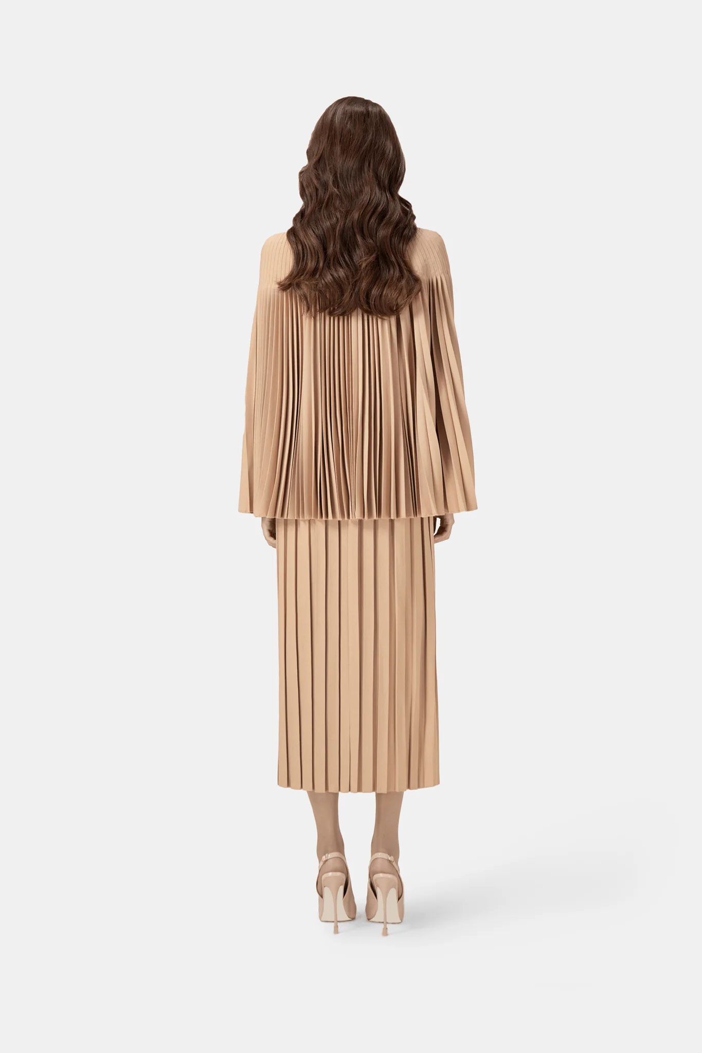 Camel Pleated Skirt - Image 5