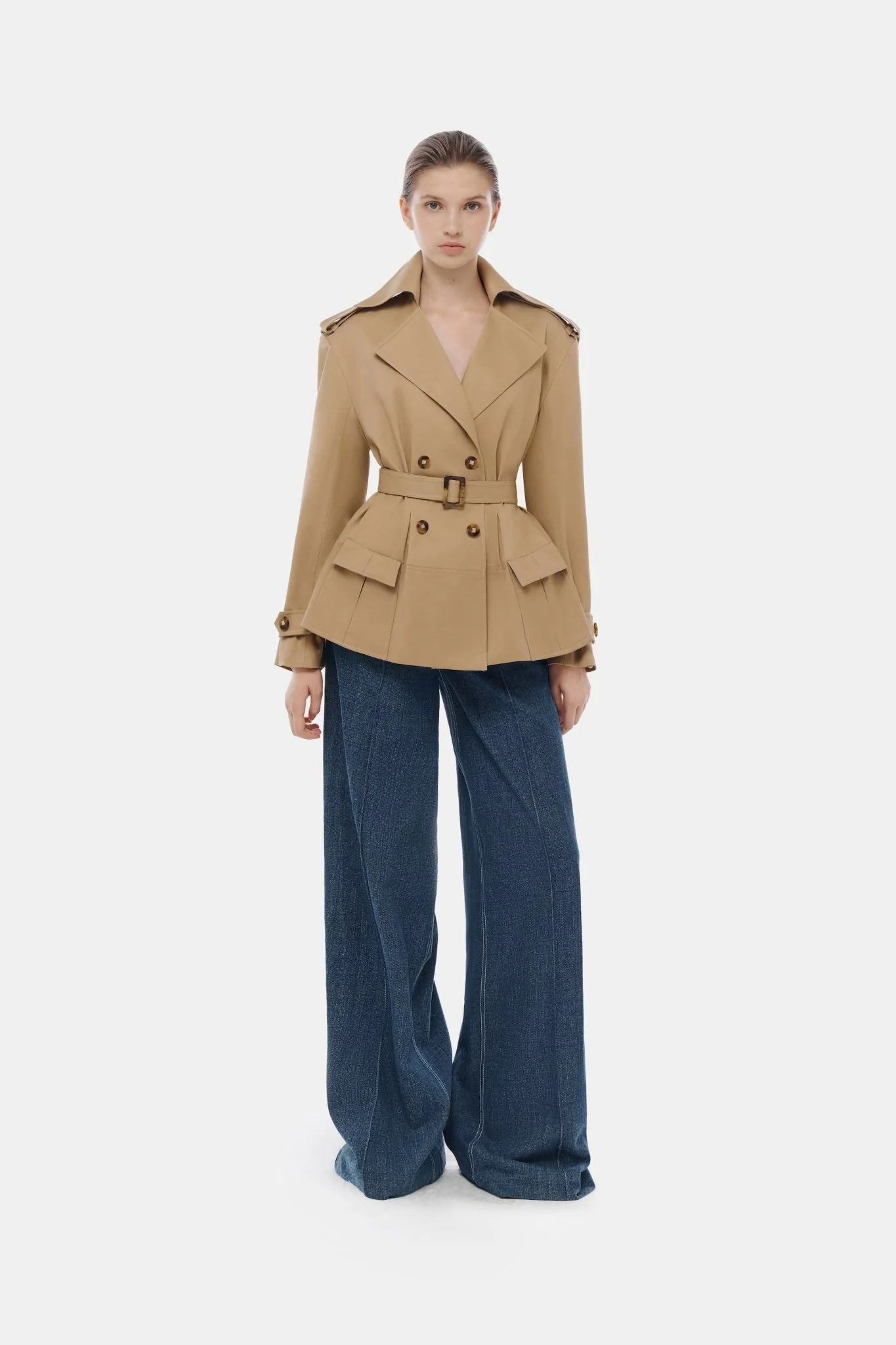 Camel Trench Jacket - Image 2